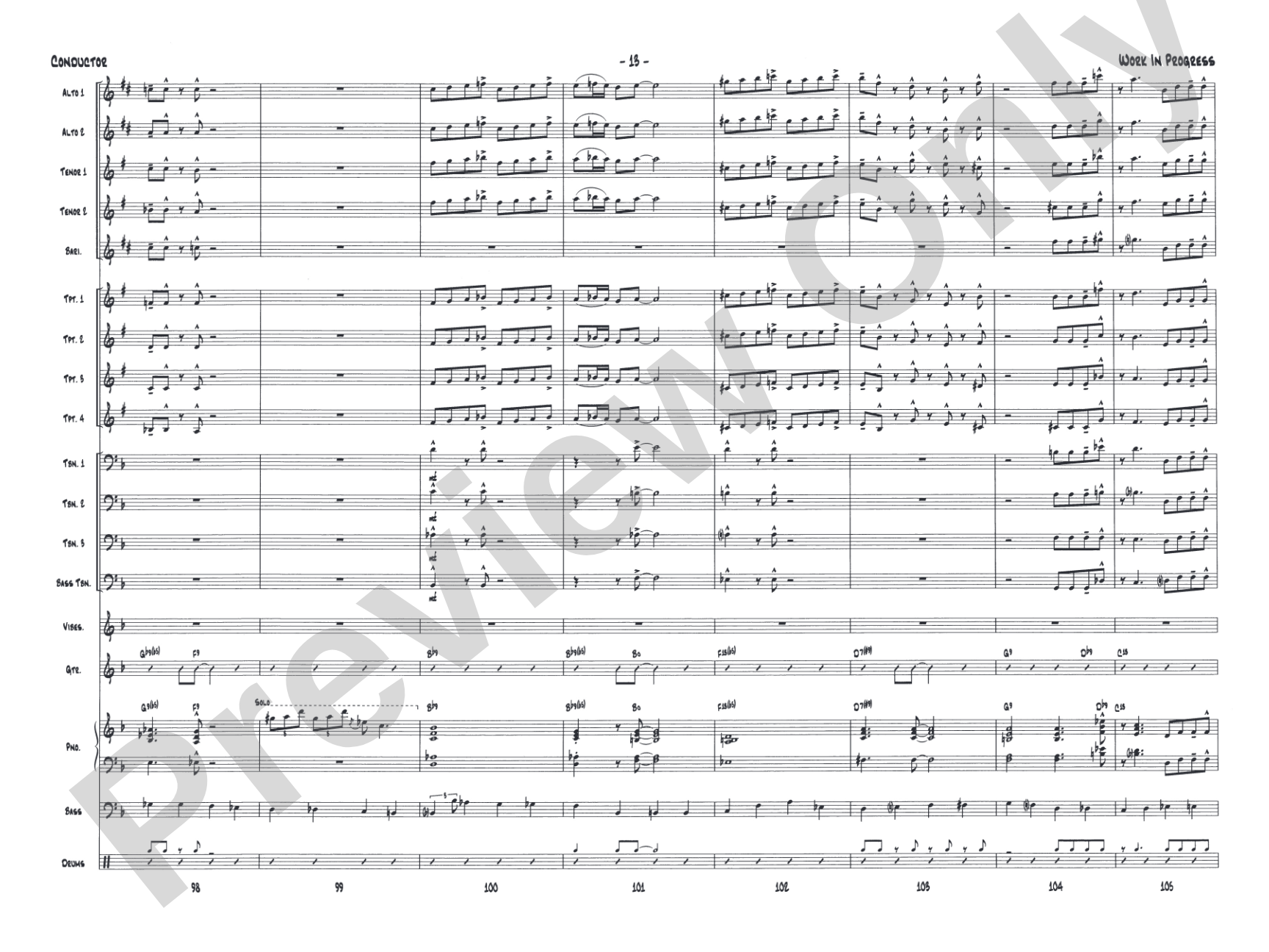 Work in Progress: Jazz Ensemble Conductor Score & Parts