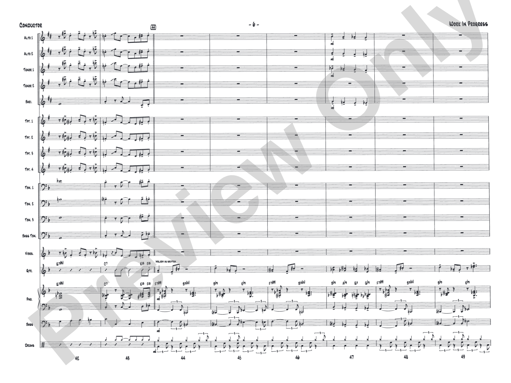 Work in Progress: Jazz Ensemble Conductor Score & Parts