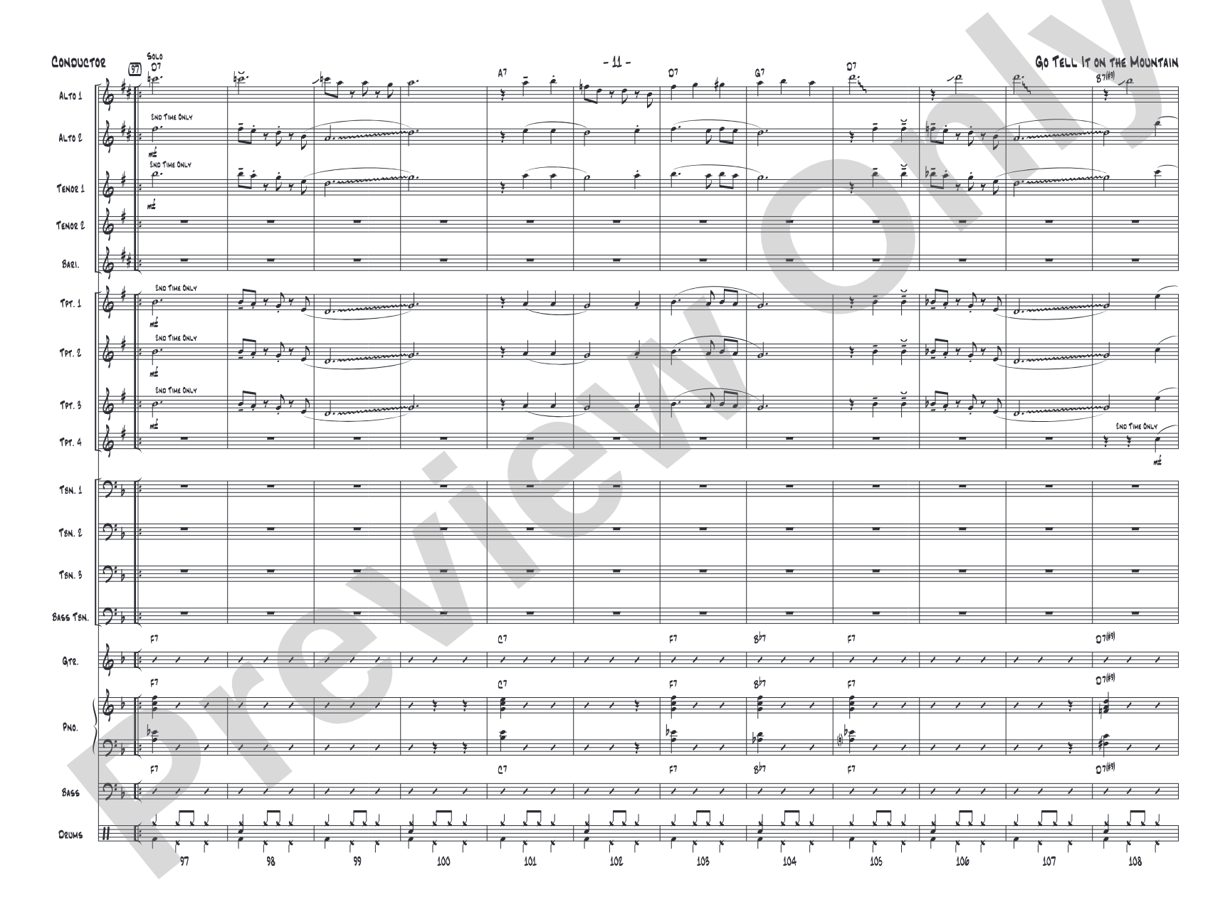 Go Tell It on the Mountain: Jazz Ensemble Conductor Score & Parts