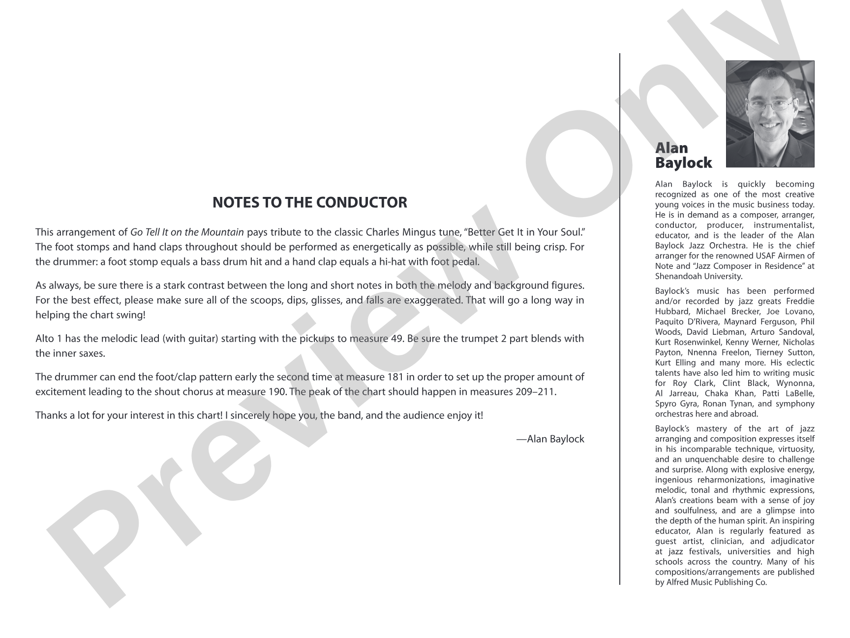 Go Tell It on the Mountain: Jazz Ensemble Conductor Score & Parts