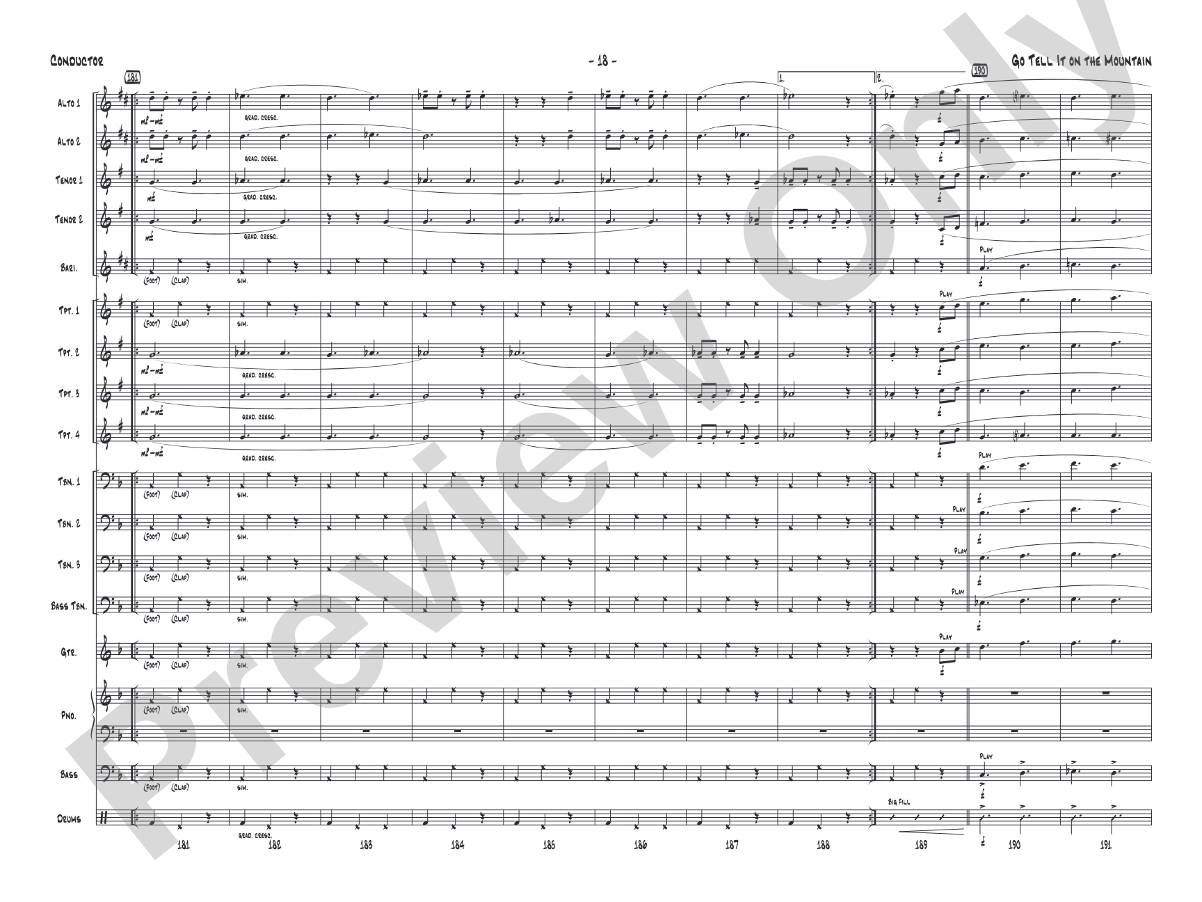 Go Tell It on the Mountain: Jazz Ensemble Conductor Score & Parts