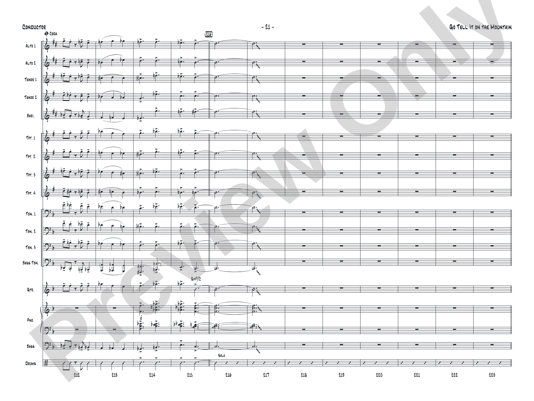 Go Tell It on the Mountain: Jazz Ensemble Conductor Score & Parts