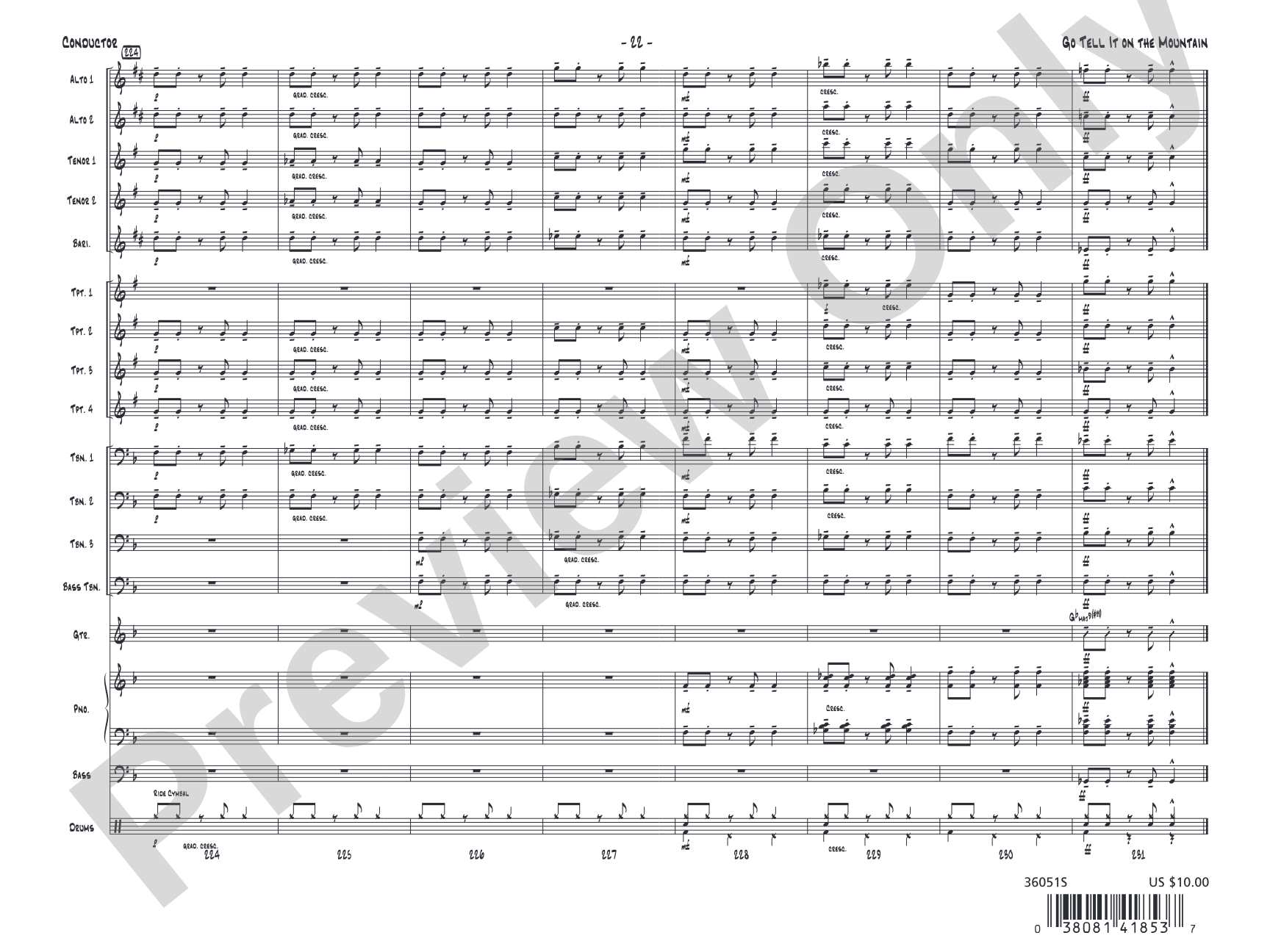 Go Tell It on the Mountain: Jazz Ensemble Conductor Score & Parts