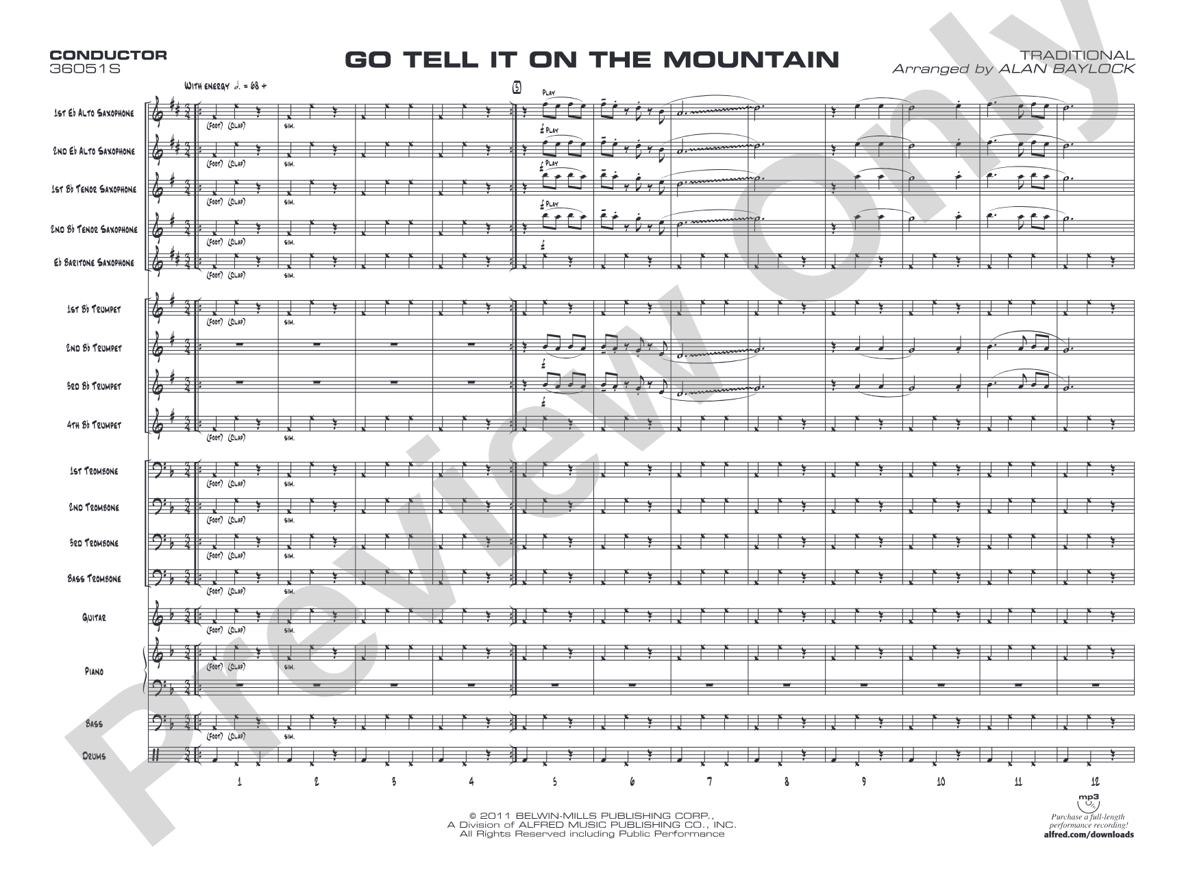 Go Tell It on the Mountain: Jazz Ensemble Conductor Score & Parts