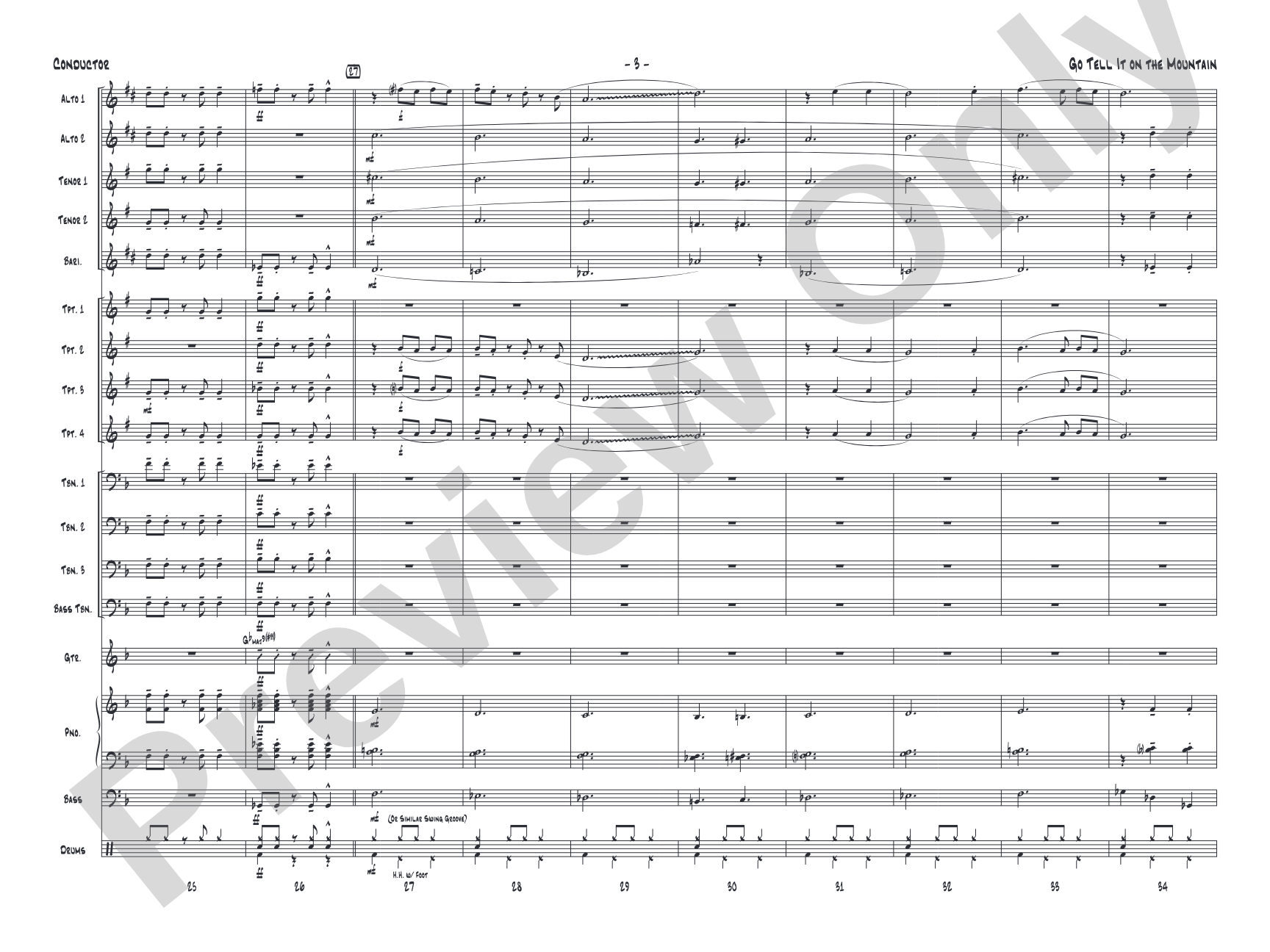 Go Tell It on the Mountain: Jazz Ensemble Conductor Score & Parts