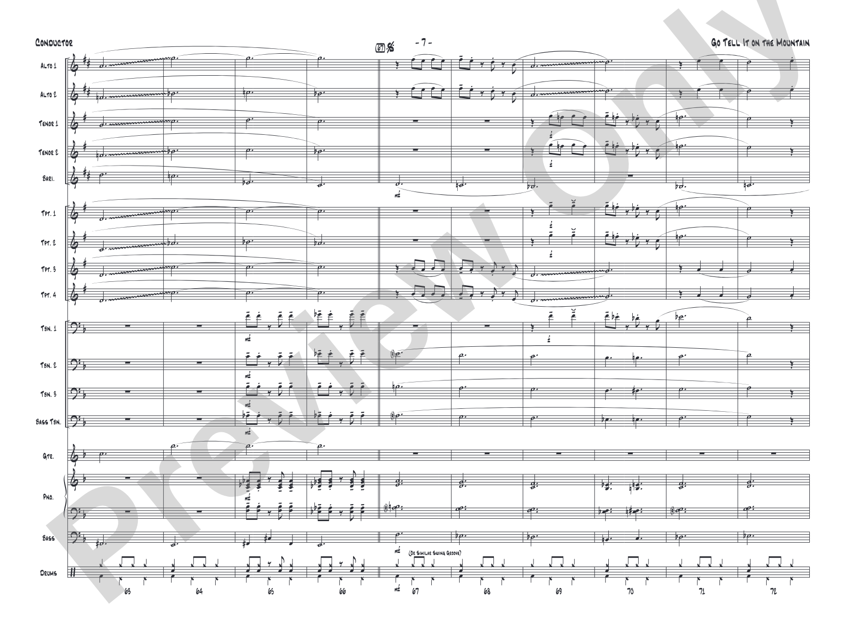 Go Tell It on the Mountain: Jazz Ensemble Conductor Score & Parts
