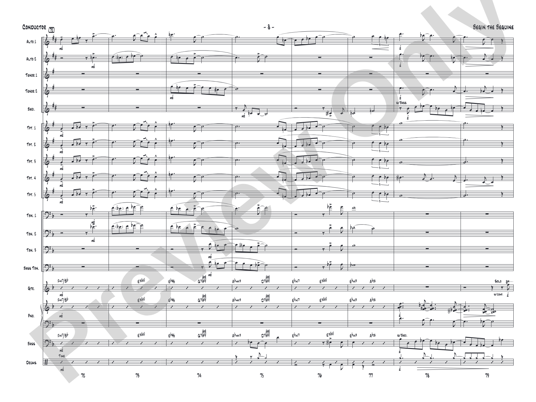 Begin the Beguine: Jazz Ensemble Conductor Score & Parts