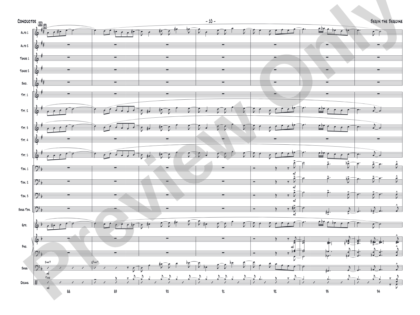 Begin the Beguine: Jazz Ensemble Conductor Score & Parts