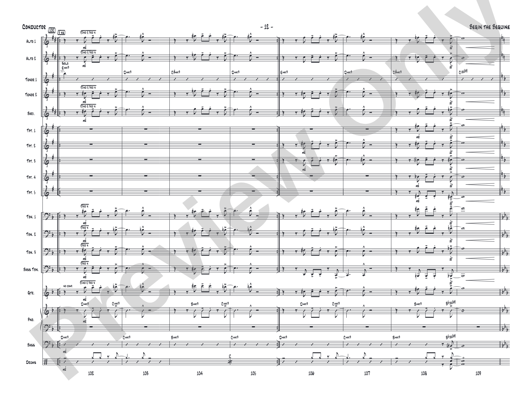 Begin the Beguine: Jazz Ensemble Conductor Score & Parts