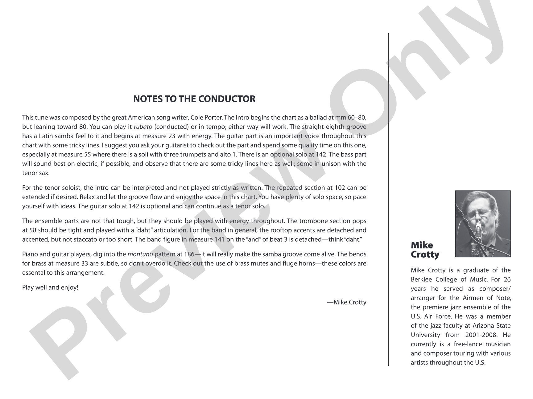 Begin the Beguine: Jazz Ensemble Conductor Score & Parts