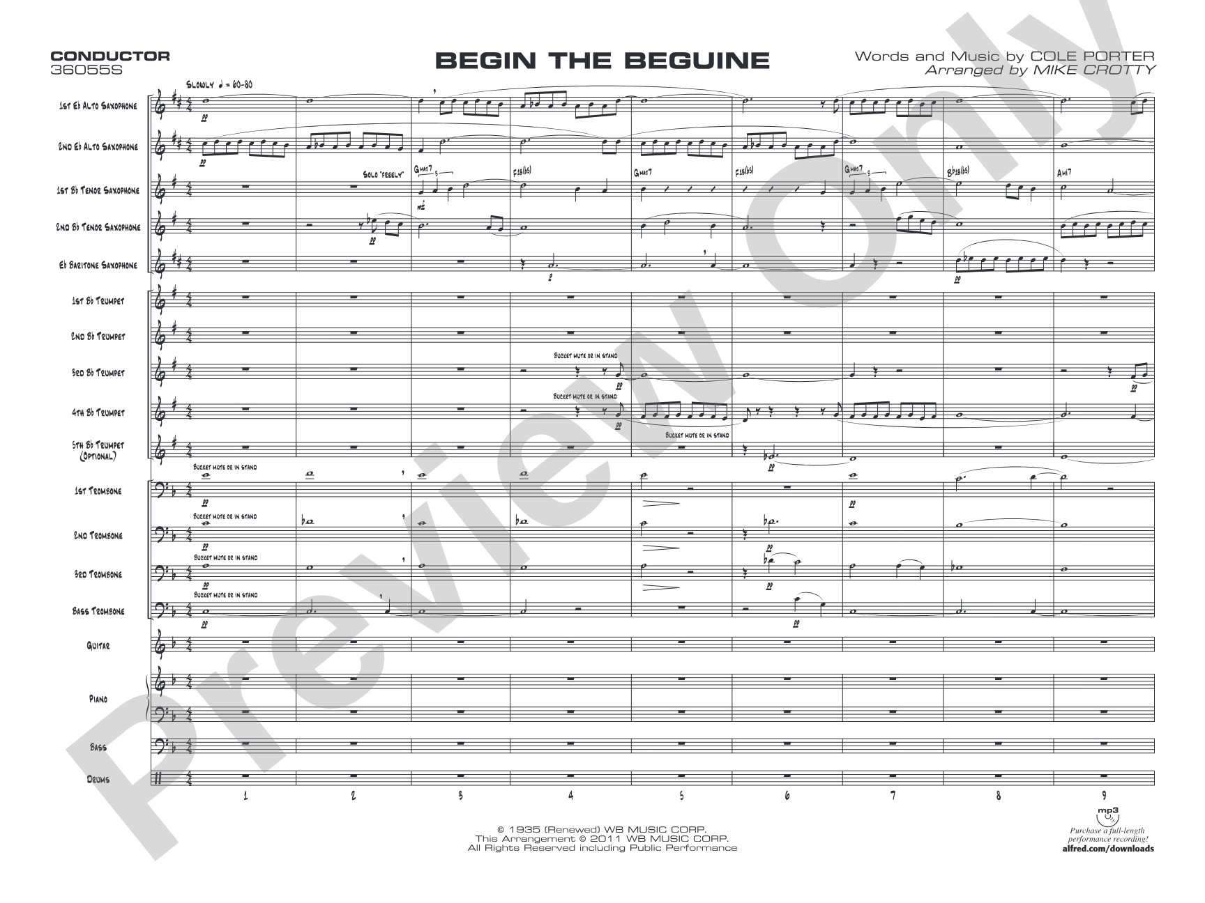Begin the Beguine: Jazz Ensemble Conductor Score & Parts