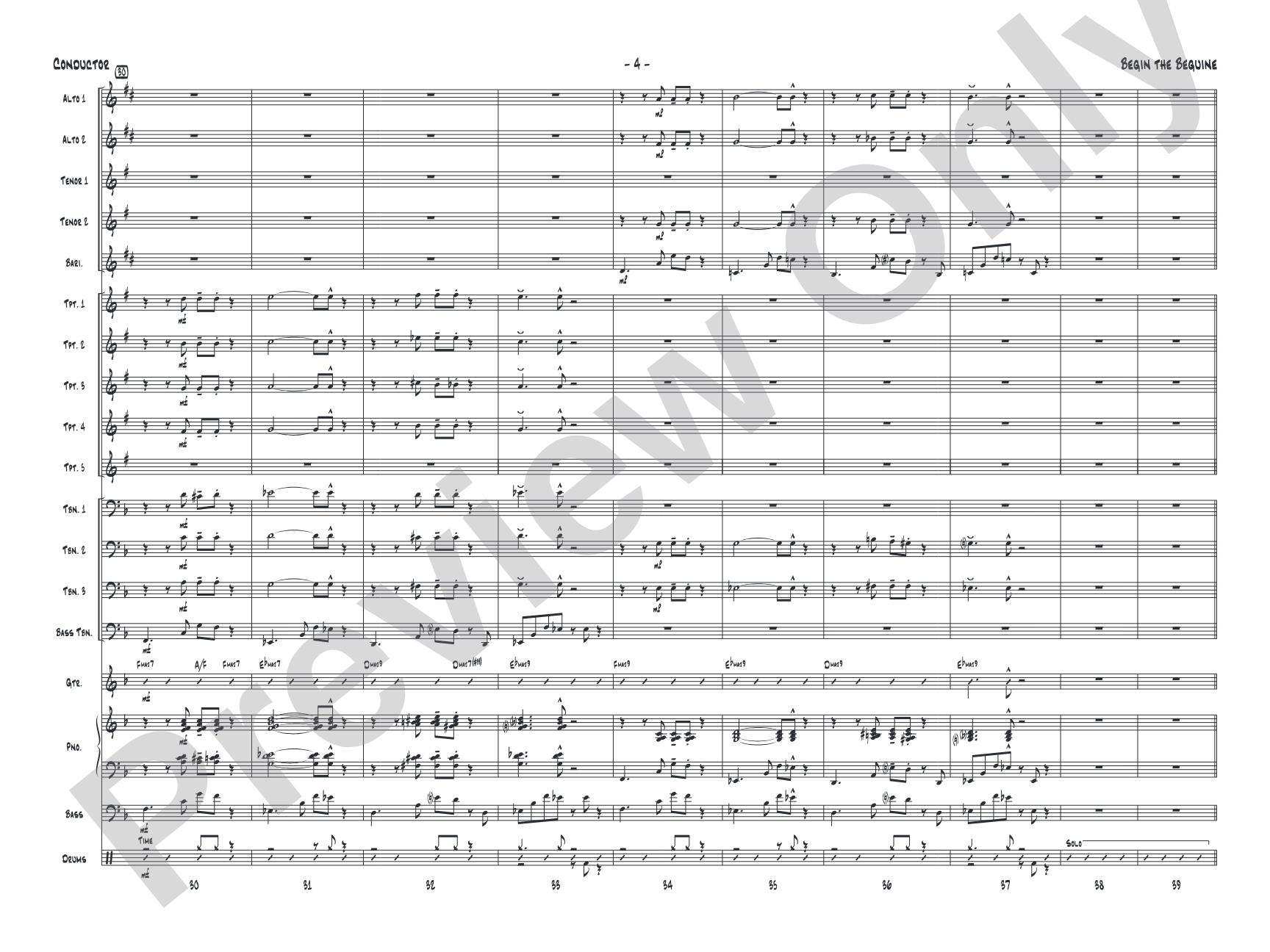 Begin the Beguine: Jazz Ensemble Conductor Score & Parts
