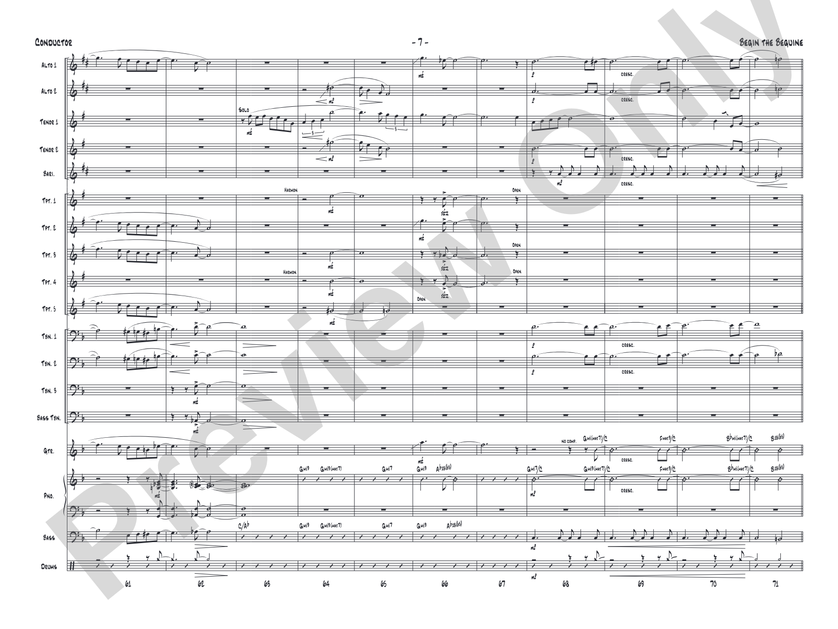 Begin the Beguine: Jazz Ensemble Conductor Score & Parts