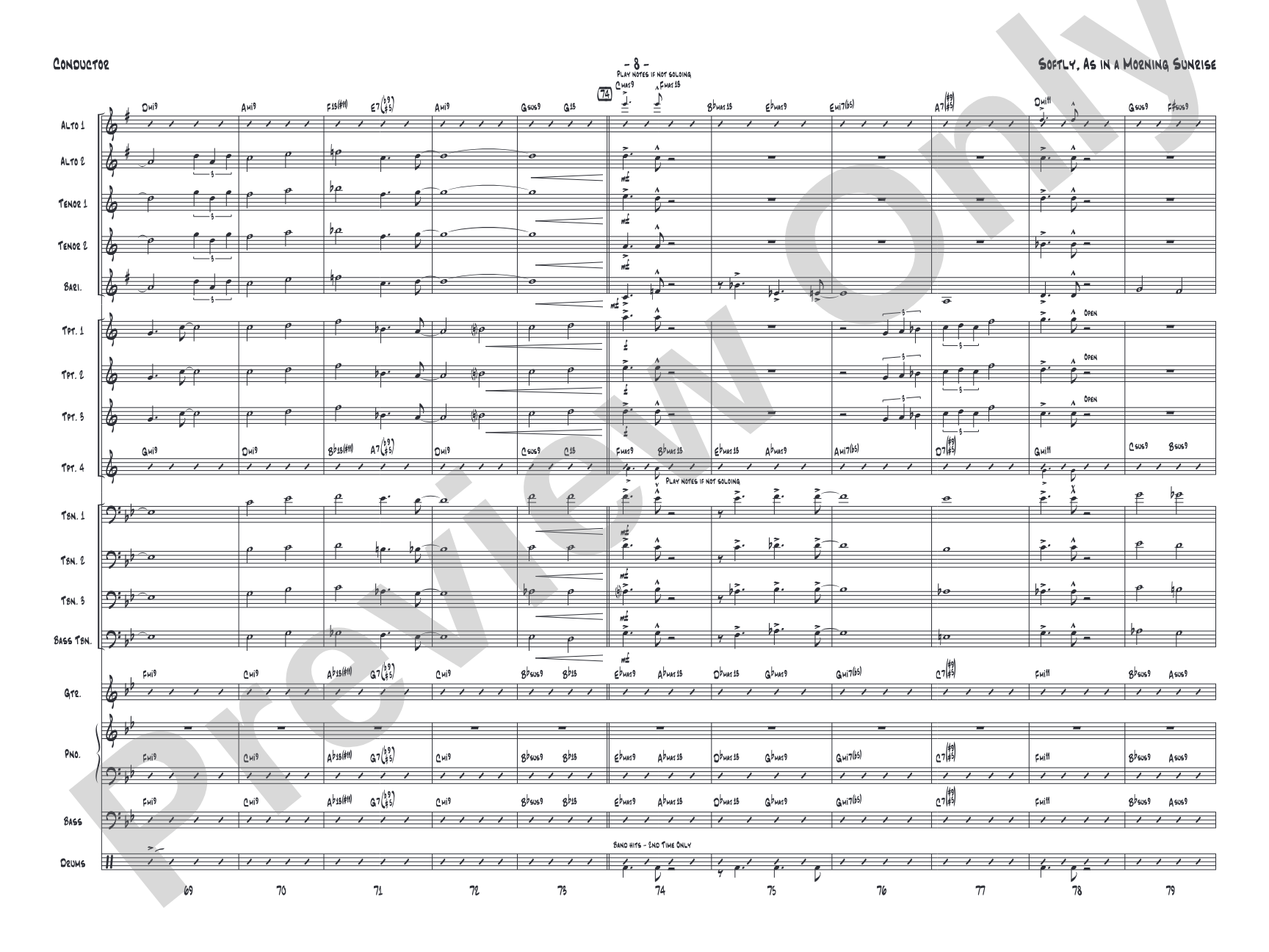 Softly, as in a Morning Sunrise: Jazz Ensemble Conductor Score & Parts