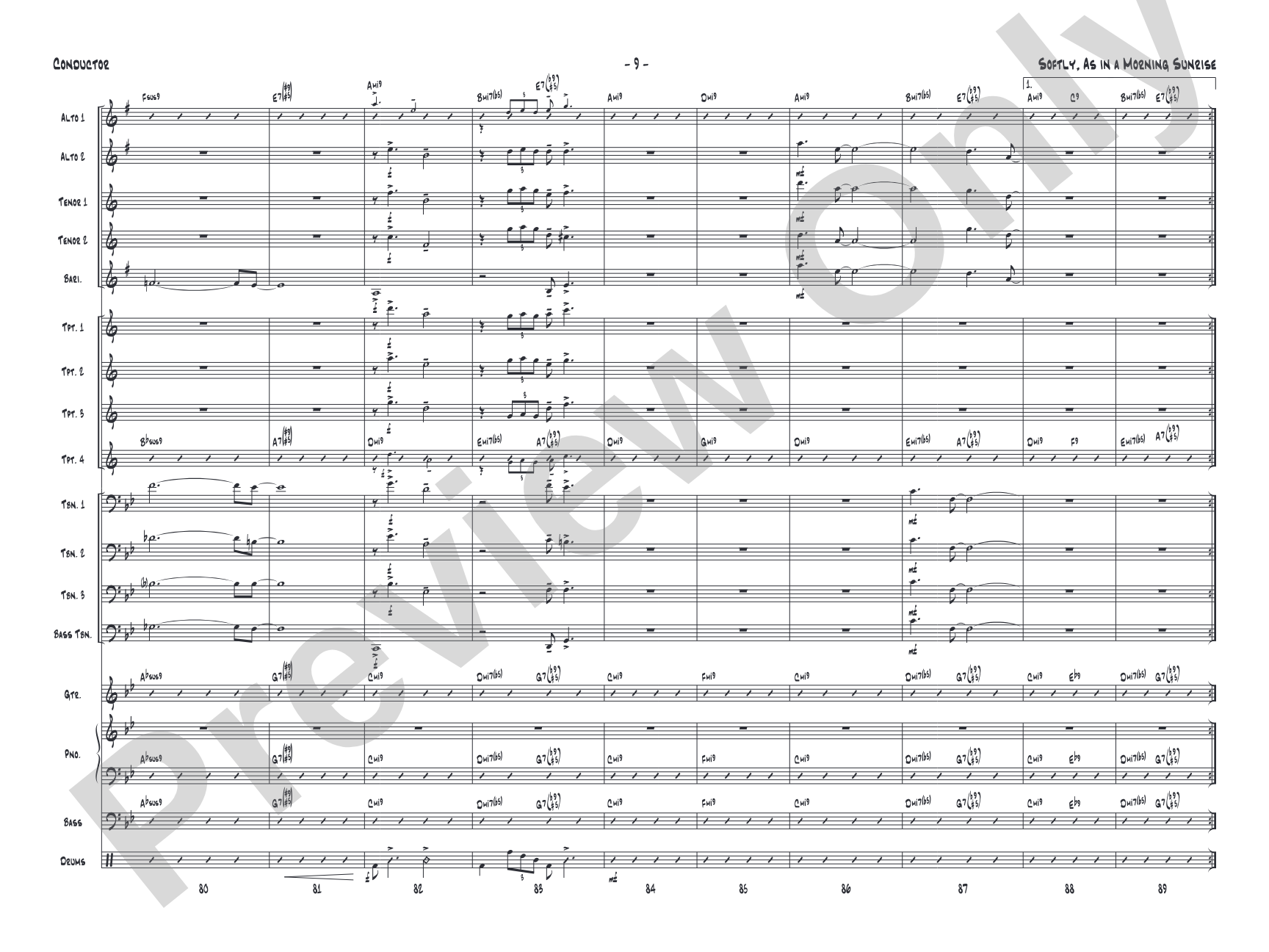 Softly, as in a Morning Sunrise: Jazz Ensemble Conductor Score & Parts