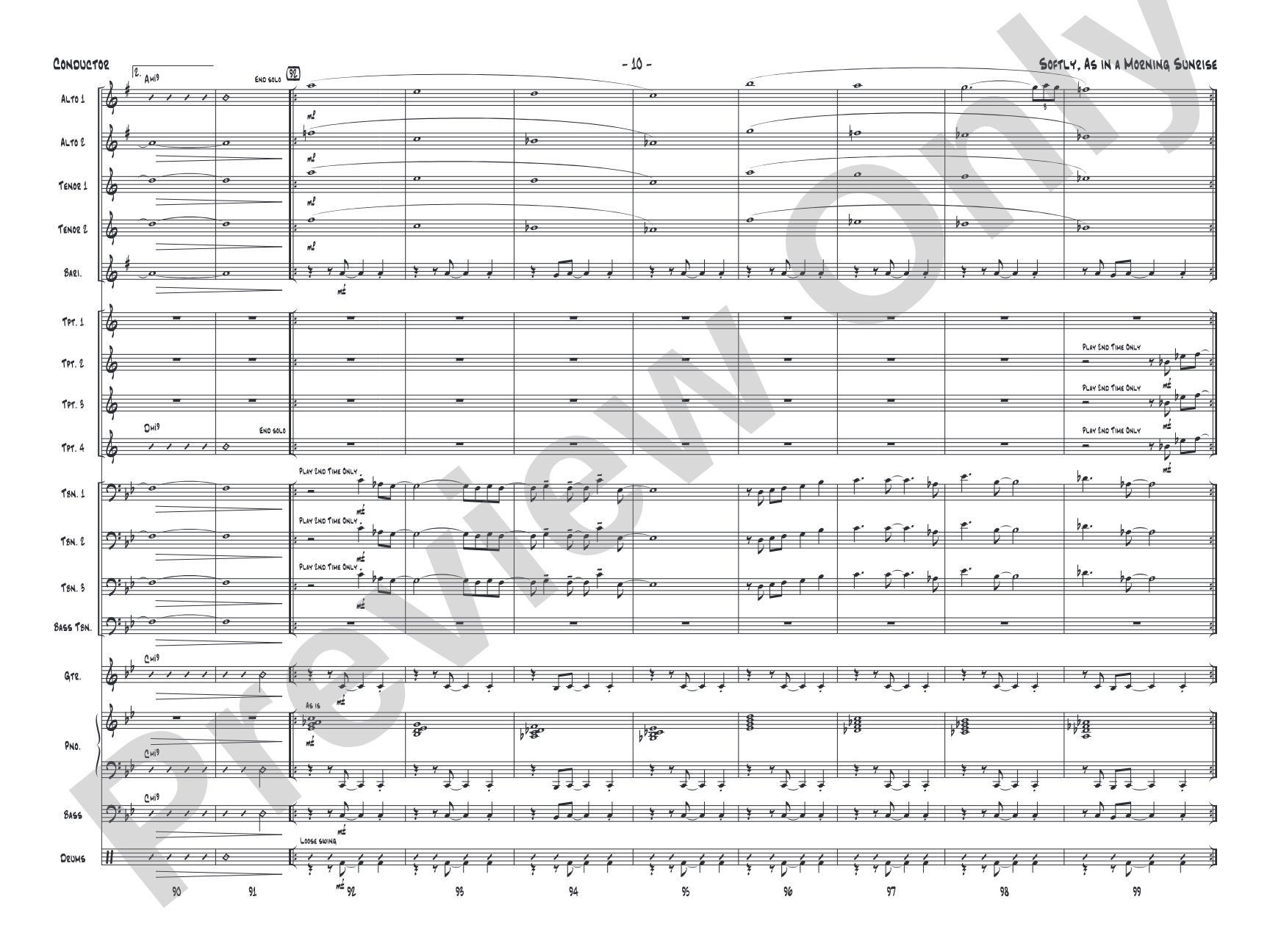 Softly, as in a Morning Sunrise: Jazz Ensemble Conductor Score & Parts