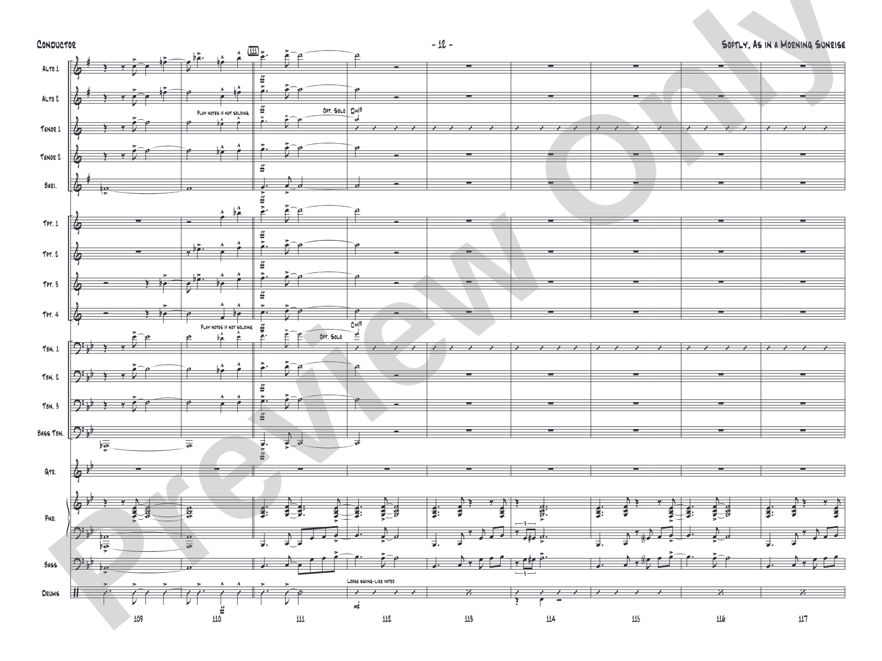 Softly, as in a Morning Sunrise: Jazz Ensemble Conductor Score & Parts