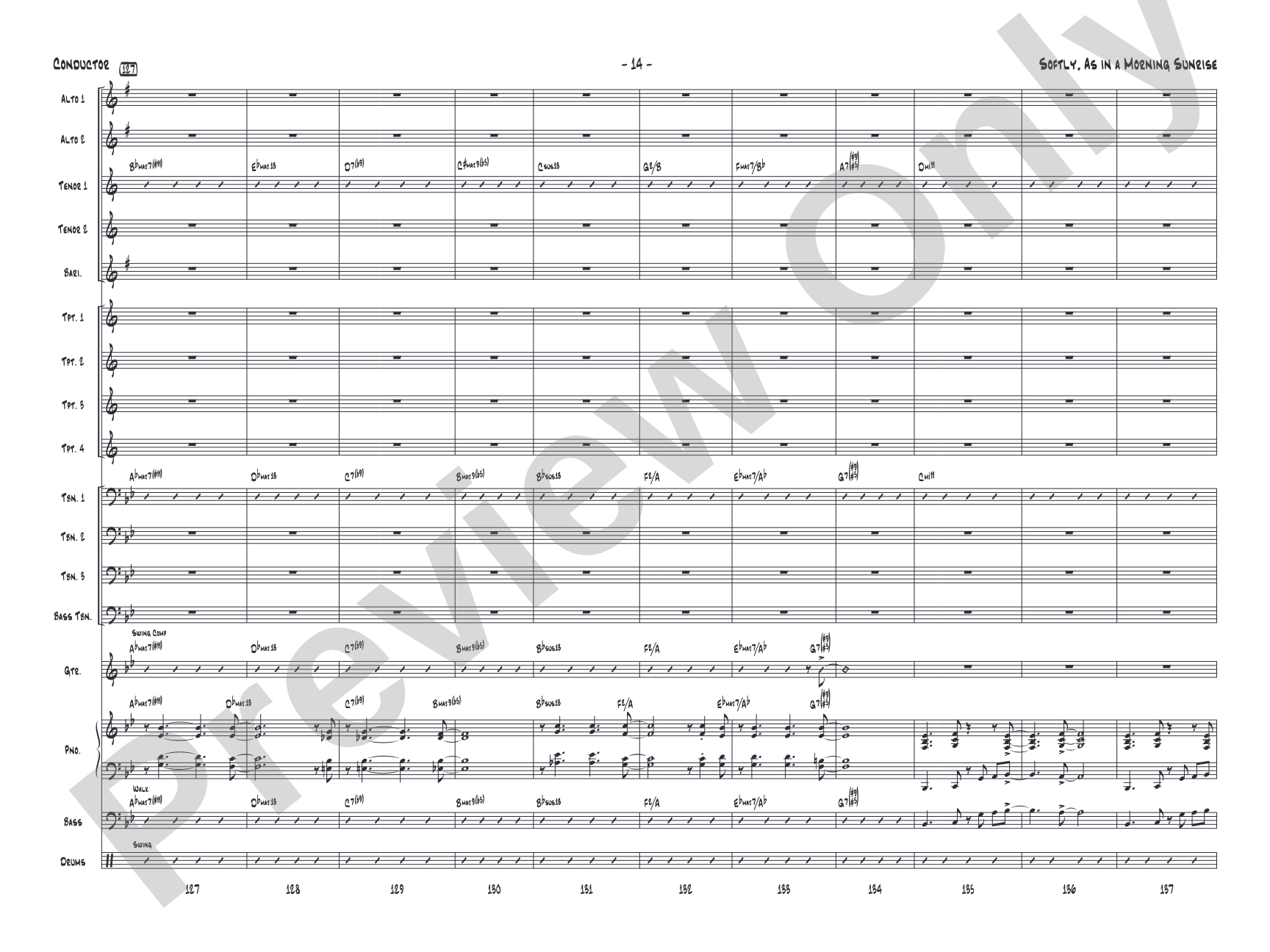 Softly, as in a Morning Sunrise: Jazz Ensemble Conductor Score & Parts