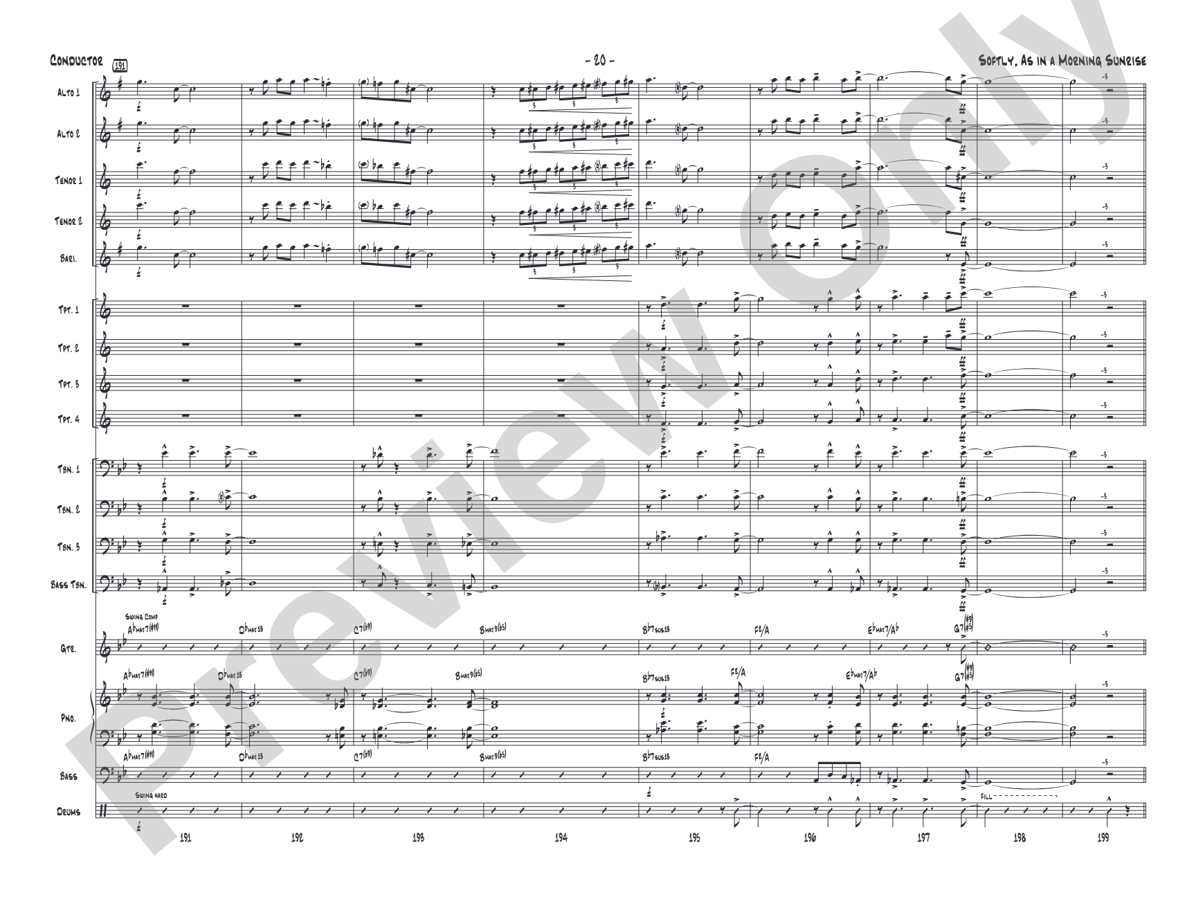 Softly, as in a Morning Sunrise: Jazz Ensemble Conductor Score & Parts