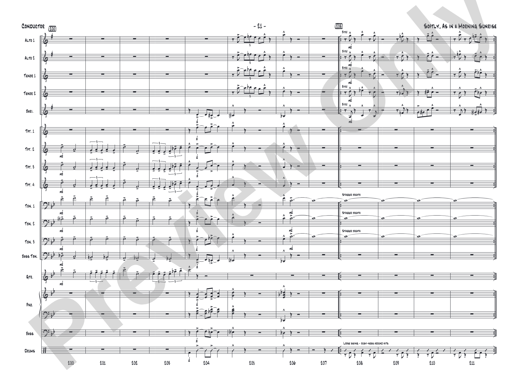 Softly, as in a Morning Sunrise: Jazz Ensemble Conductor Score & Parts