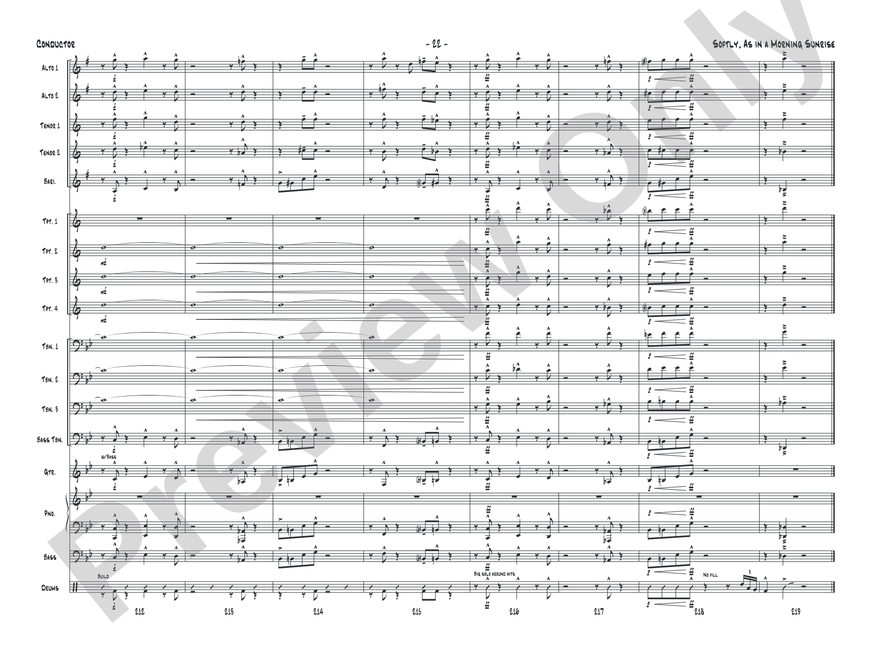 Softly, as in a Morning Sunrise: Jazz Ensemble Conductor Score & Parts