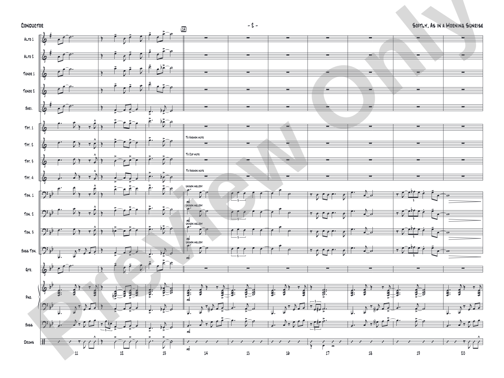 Softly, as in a Morning Sunrise: Jazz Ensemble Conductor Score & Parts