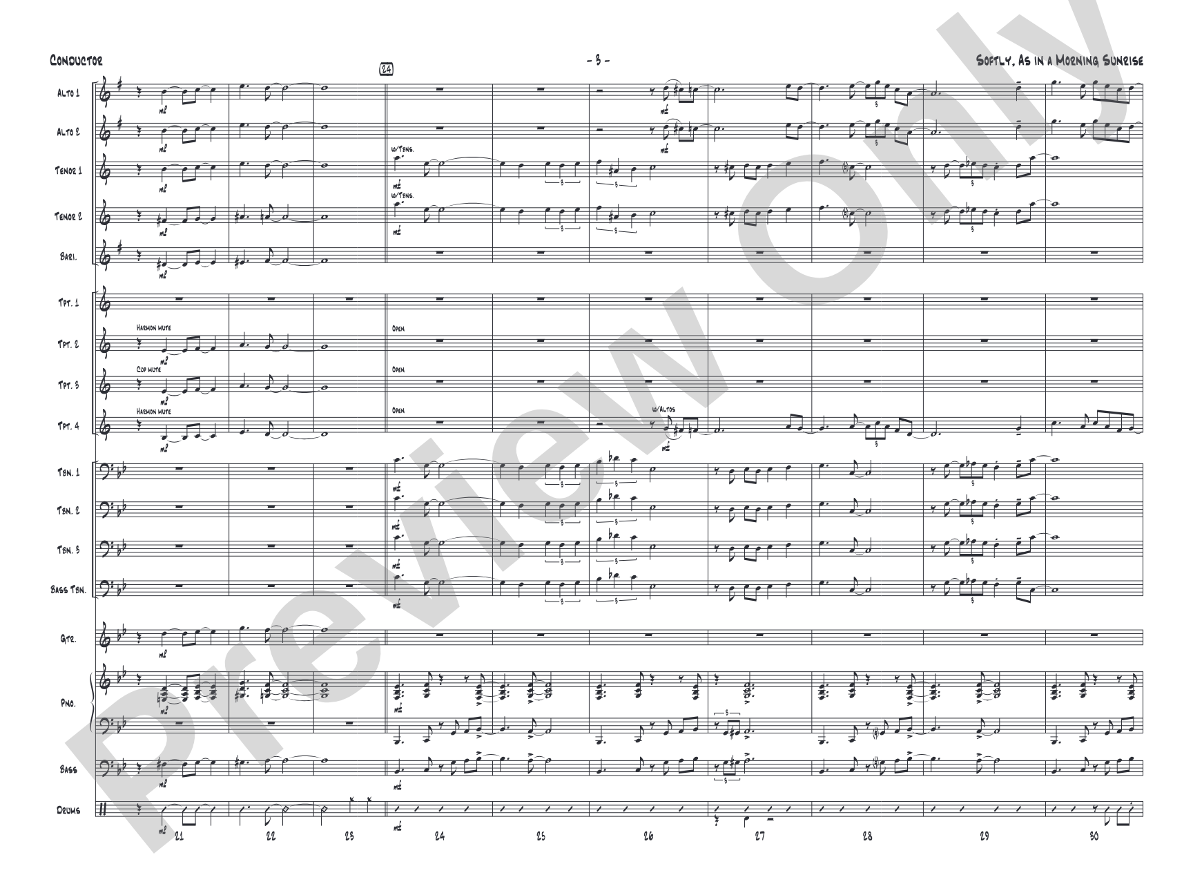 Softly, as in a Morning Sunrise: Jazz Ensemble Conductor Score & Parts
