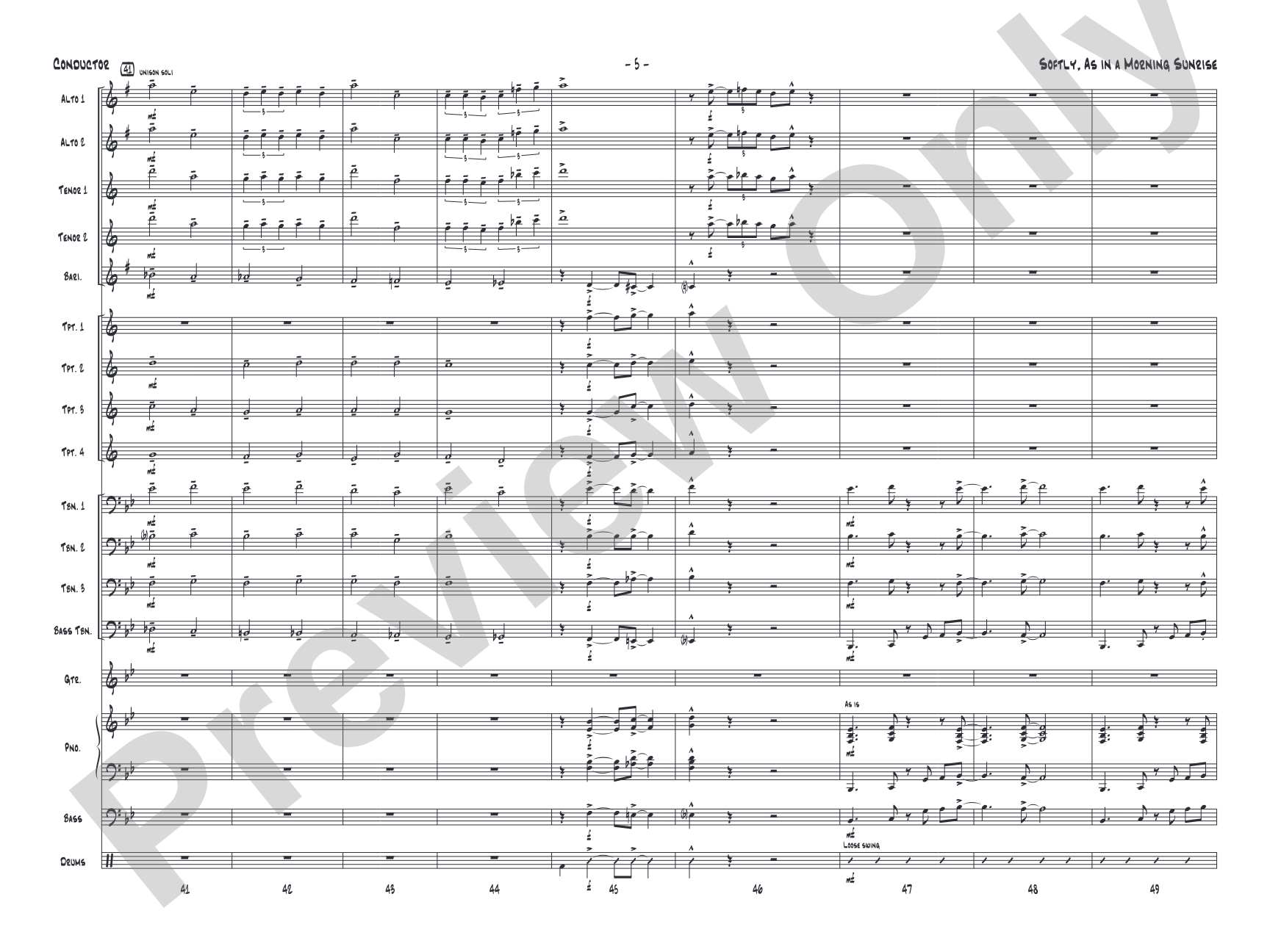Softly, as in a Morning Sunrise: Jazz Ensemble Conductor Score & Parts