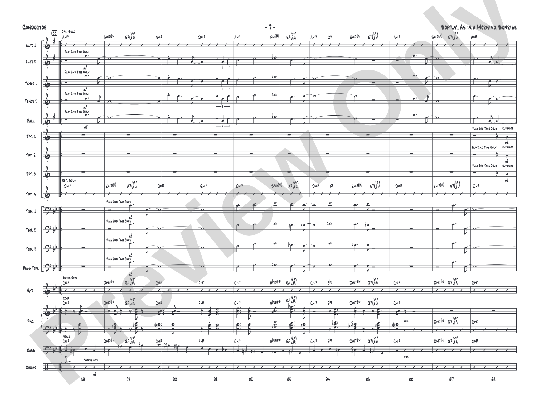 Softly, as in a Morning Sunrise: Jazz Ensemble Conductor Score & Parts