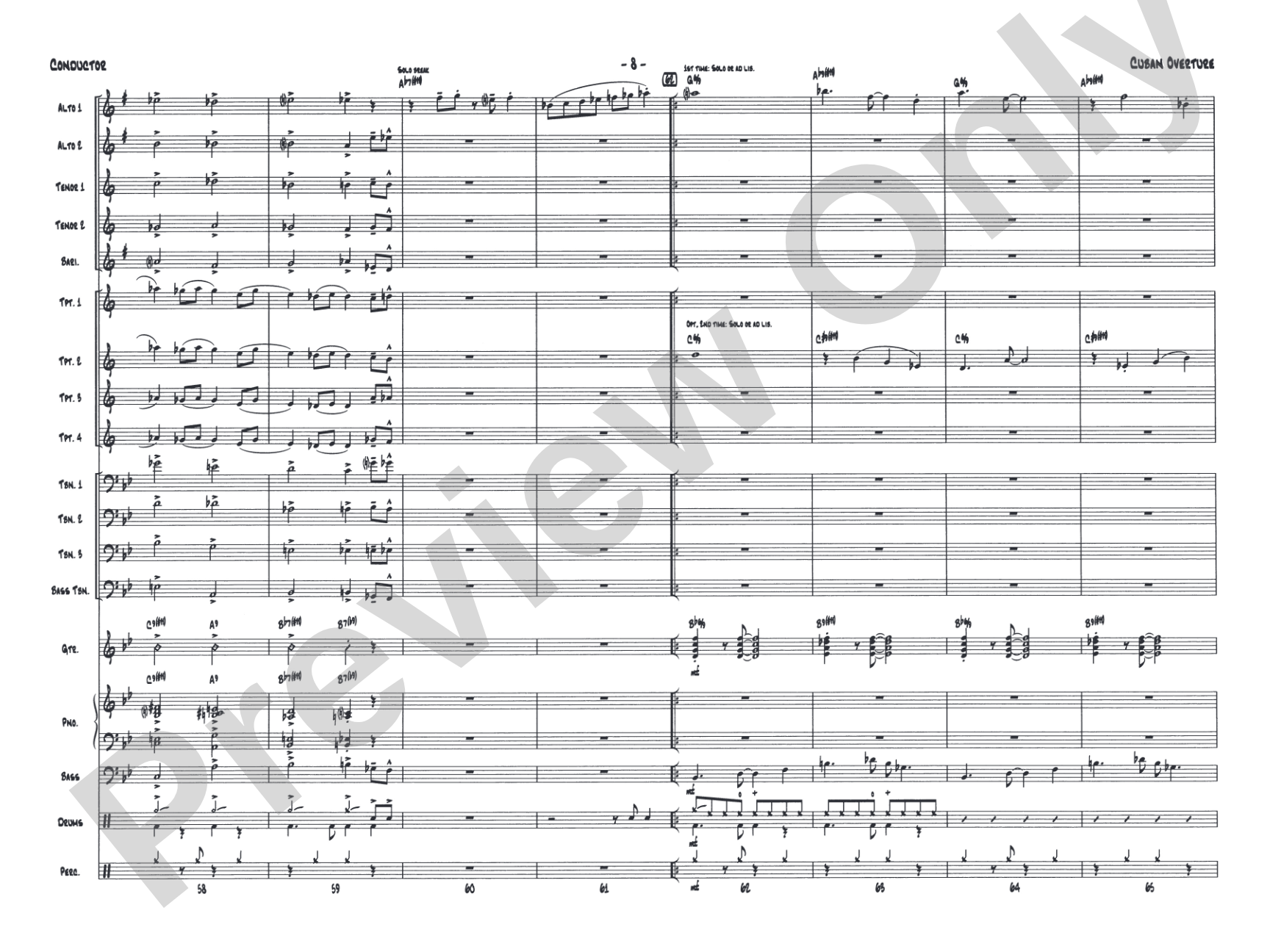 Cuban Overture: Jazz Ensemble Conductor Score & Parts