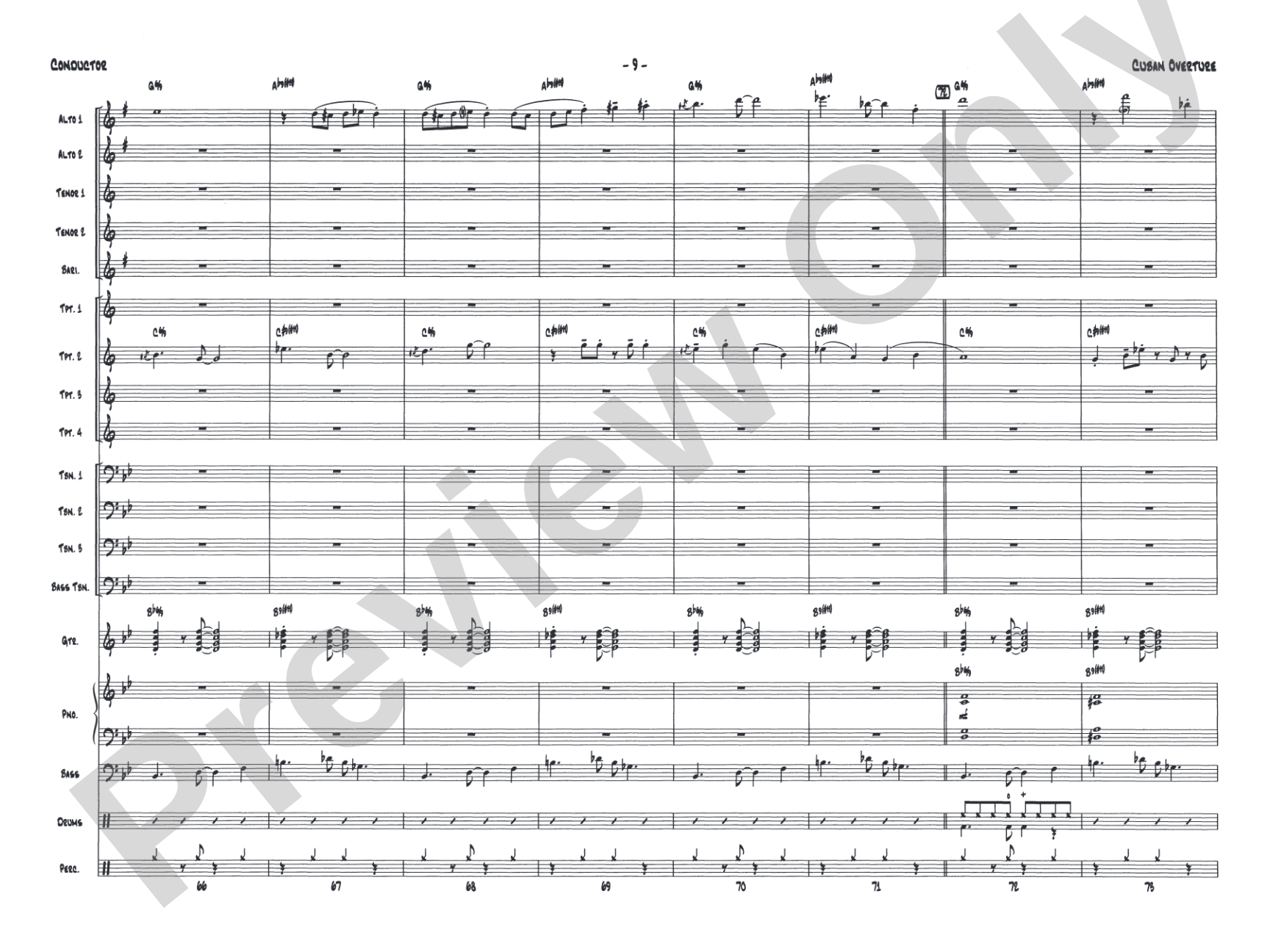 Cuban Overture: Jazz Ensemble Conductor Score & Parts