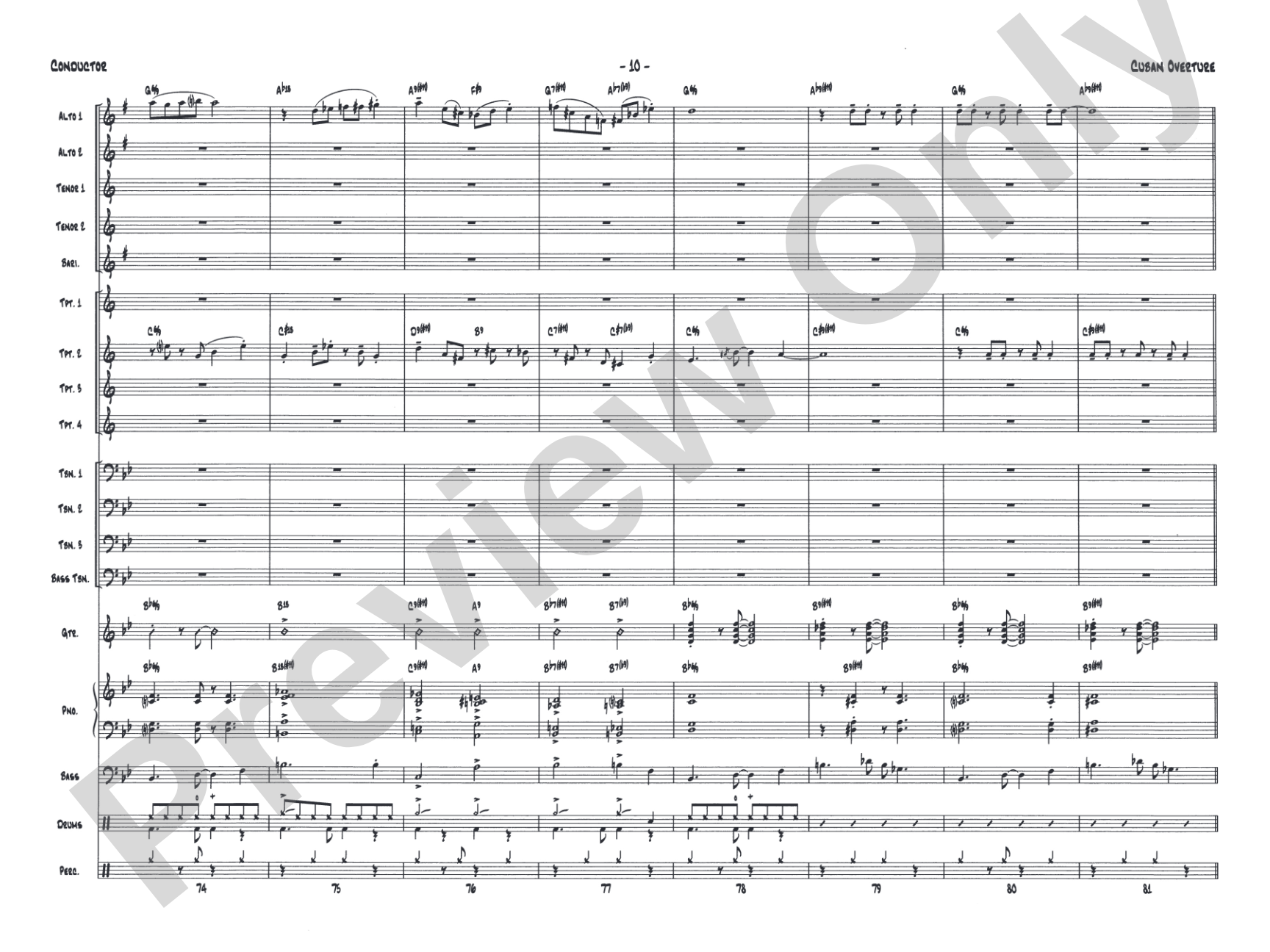 Cuban Overture: Jazz Ensemble Conductor Score & Parts