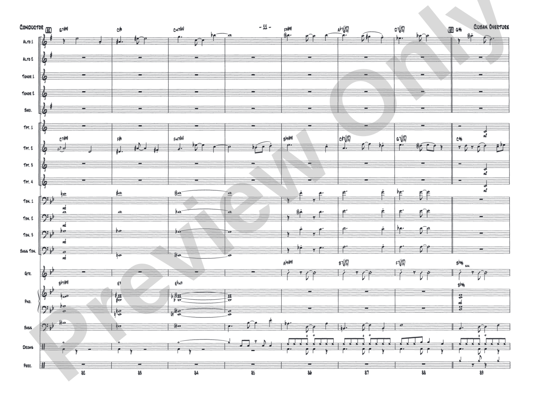 Cuban Overture: Jazz Ensemble Conductor Score & Parts