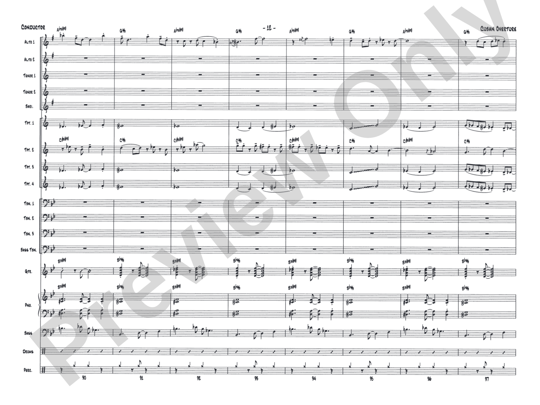 Cuban Overture: Jazz Ensemble Conductor Score & Parts