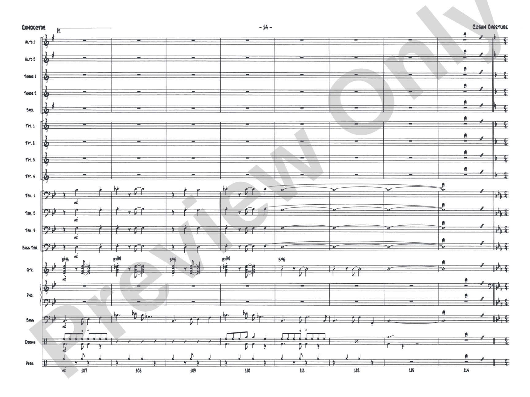 Cuban Overture: Jazz Ensemble Conductor Score & Parts