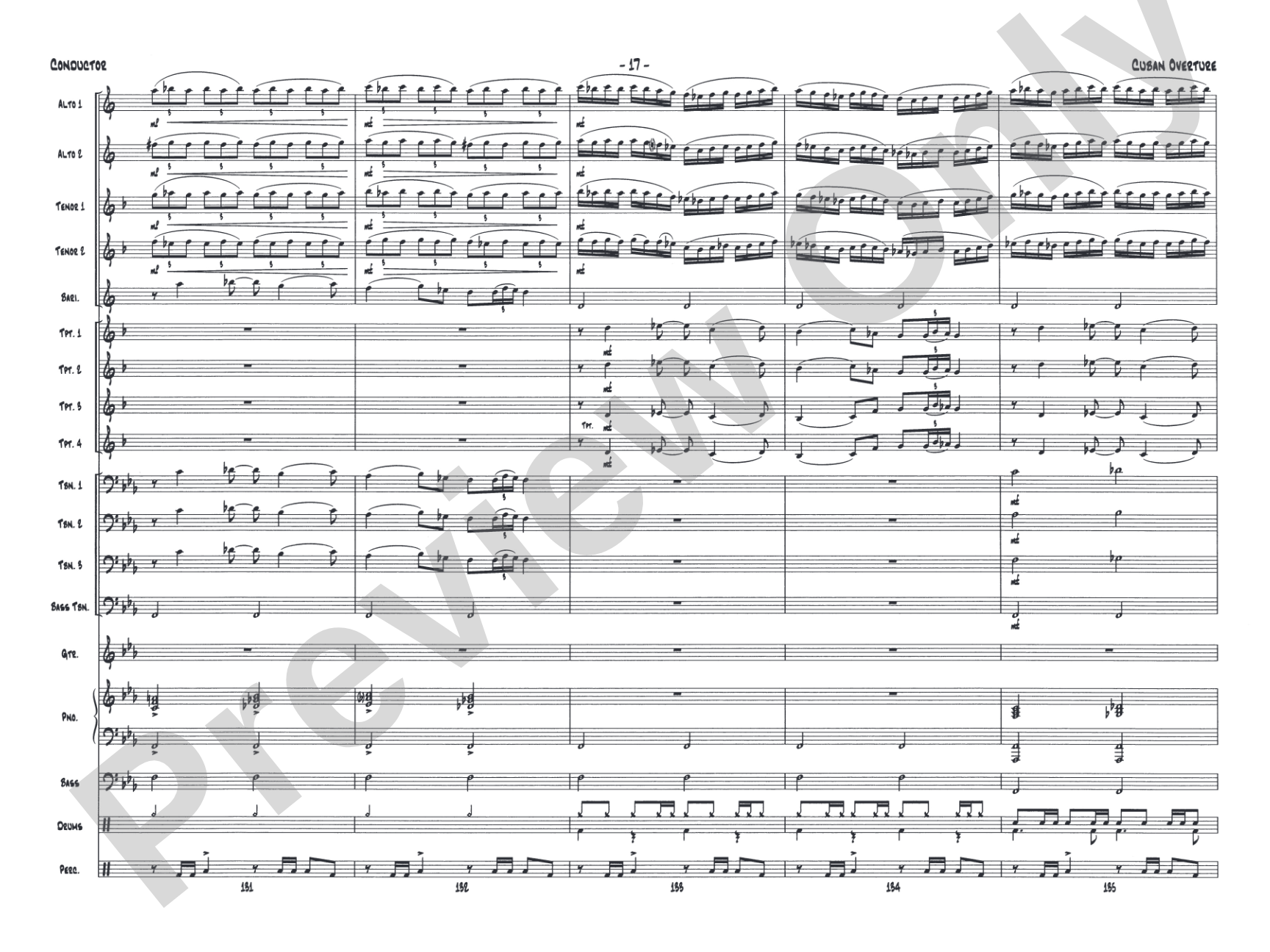 Cuban Overture: Jazz Ensemble Conductor Score & Parts