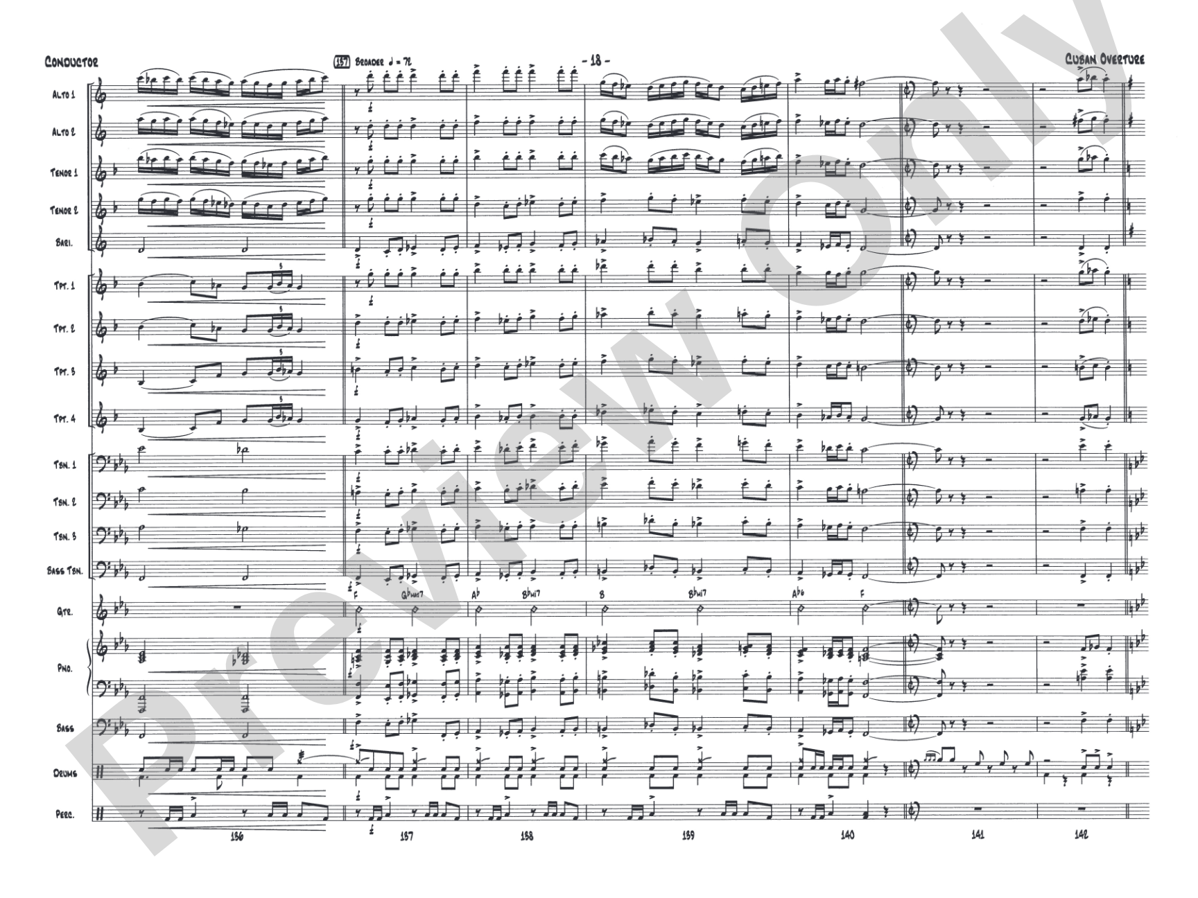 Cuban Overture: Jazz Ensemble Conductor Score & Parts