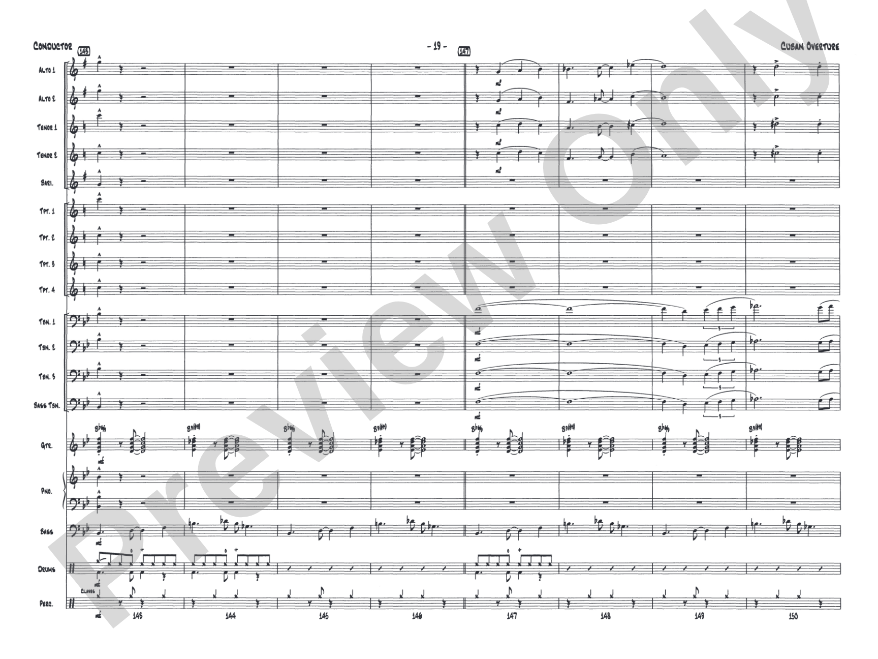 Cuban Overture: Jazz Ensemble Conductor Score & Parts
