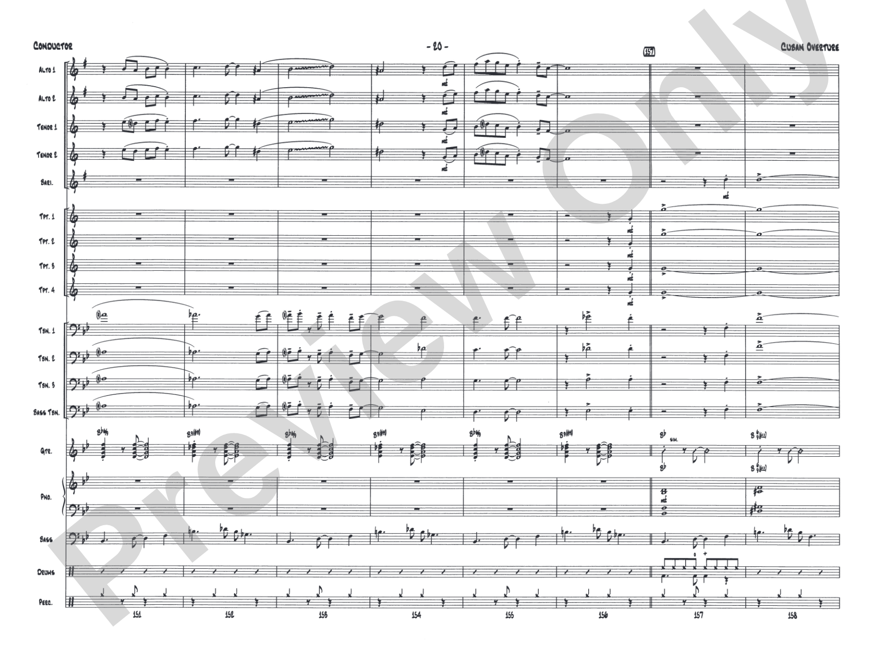 Cuban Overture: Jazz Ensemble Conductor Score & Parts