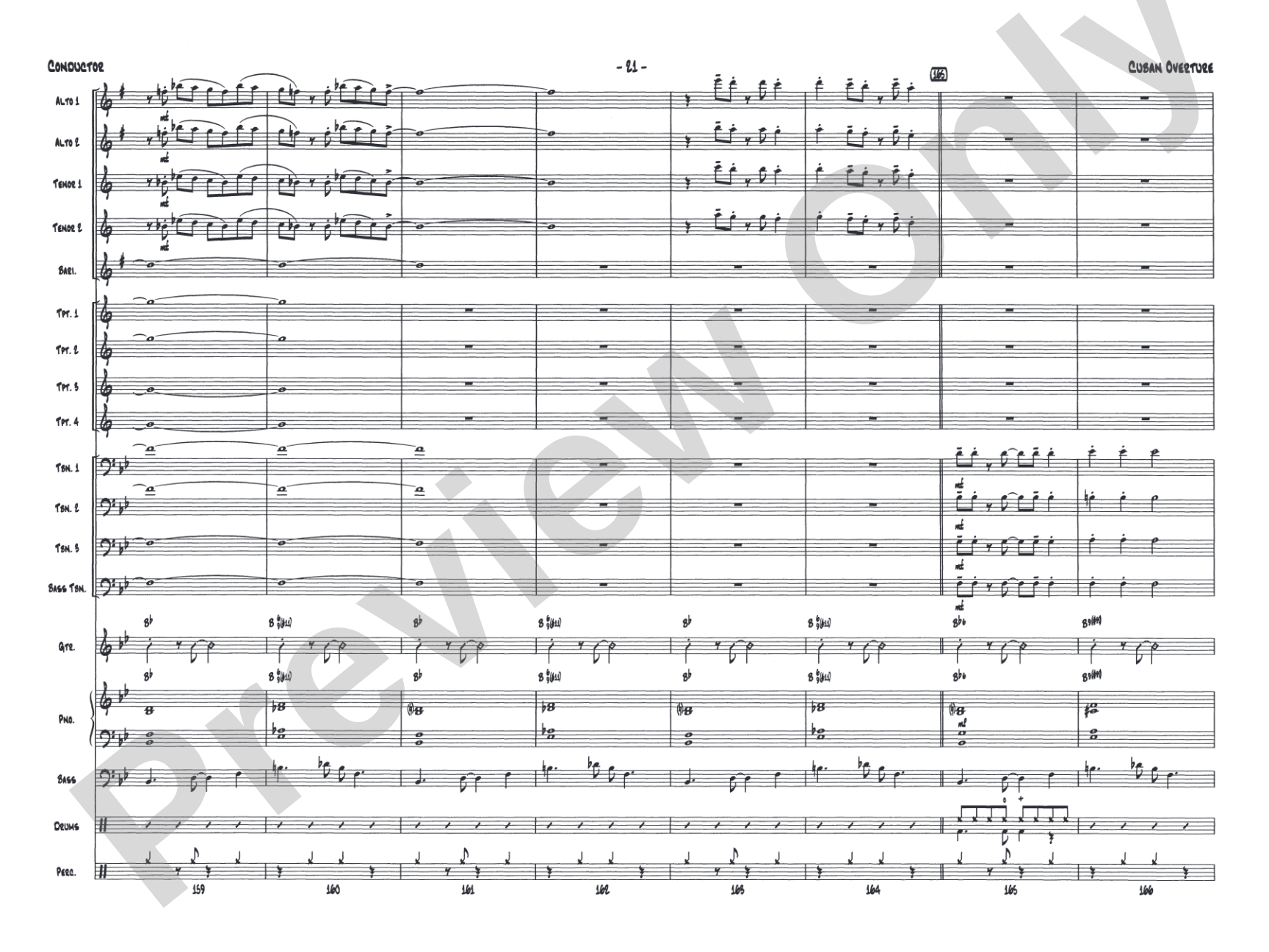 Cuban Overture: Jazz Ensemble Conductor Score & Parts
