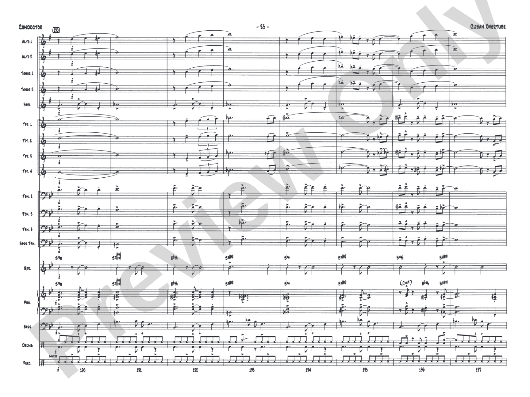 Cuban Overture: Jazz Ensemble Conductor Score & Parts