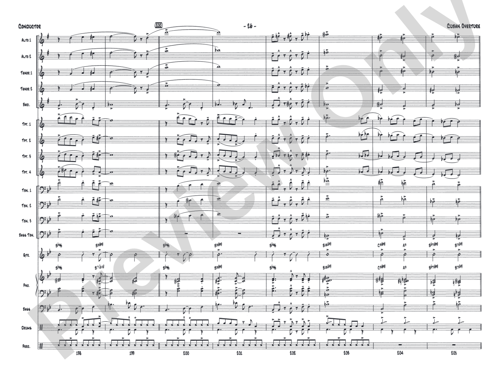 Cuban Overture: Jazz Ensemble Conductor Score & Parts