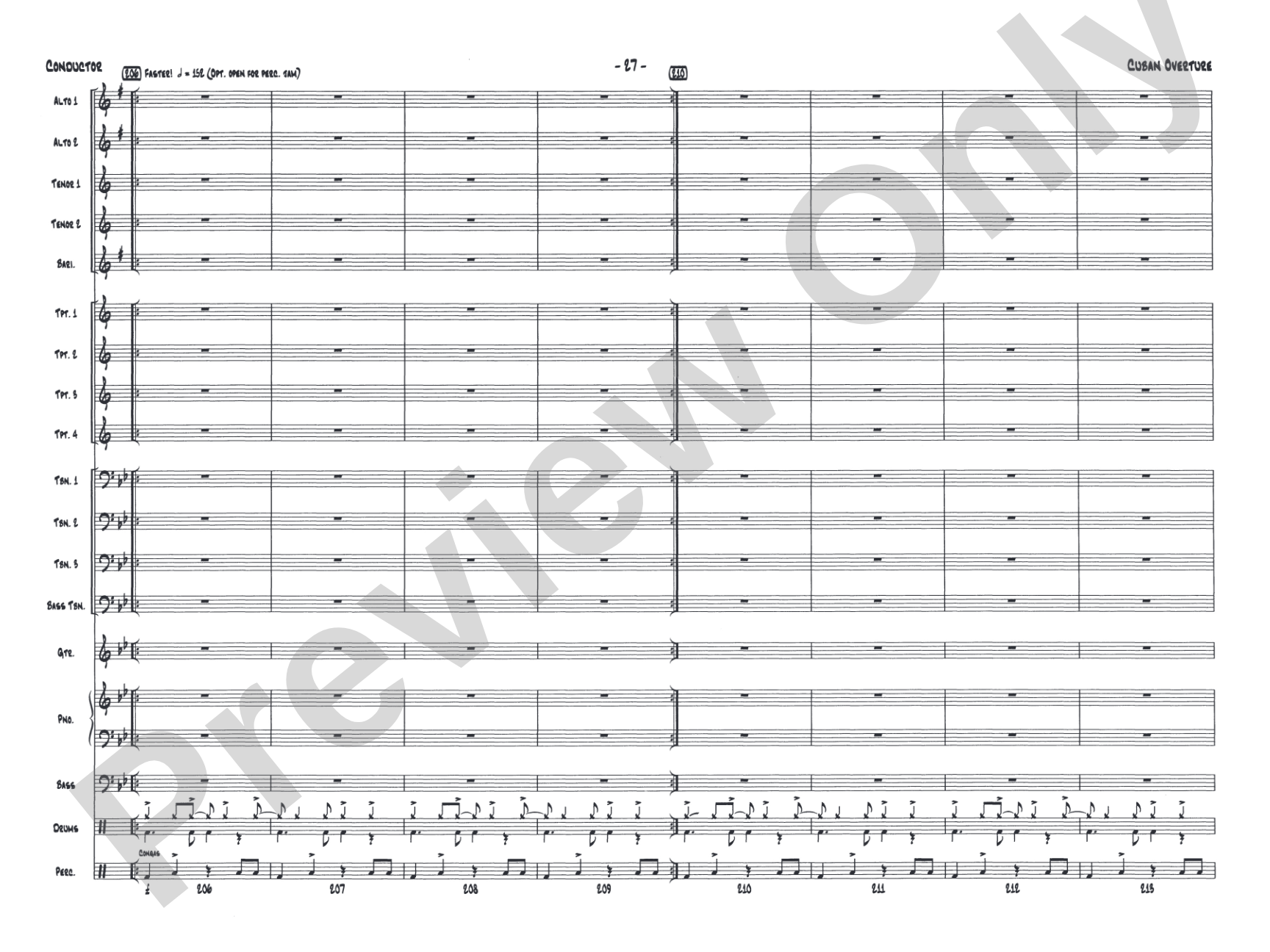 Cuban Overture: Jazz Ensemble Conductor Score & Parts