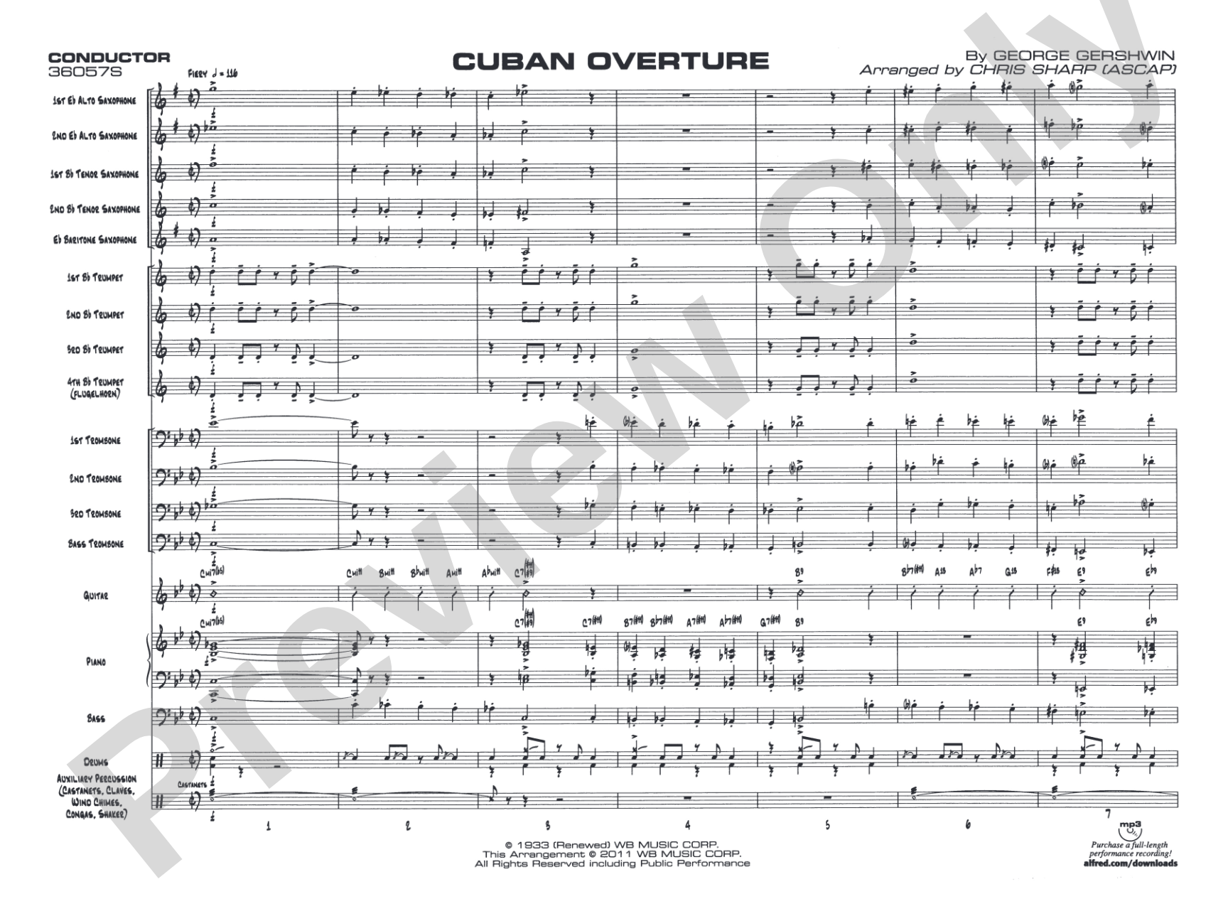 Cuban Overture: Jazz Ensemble Conductor Score & Parts