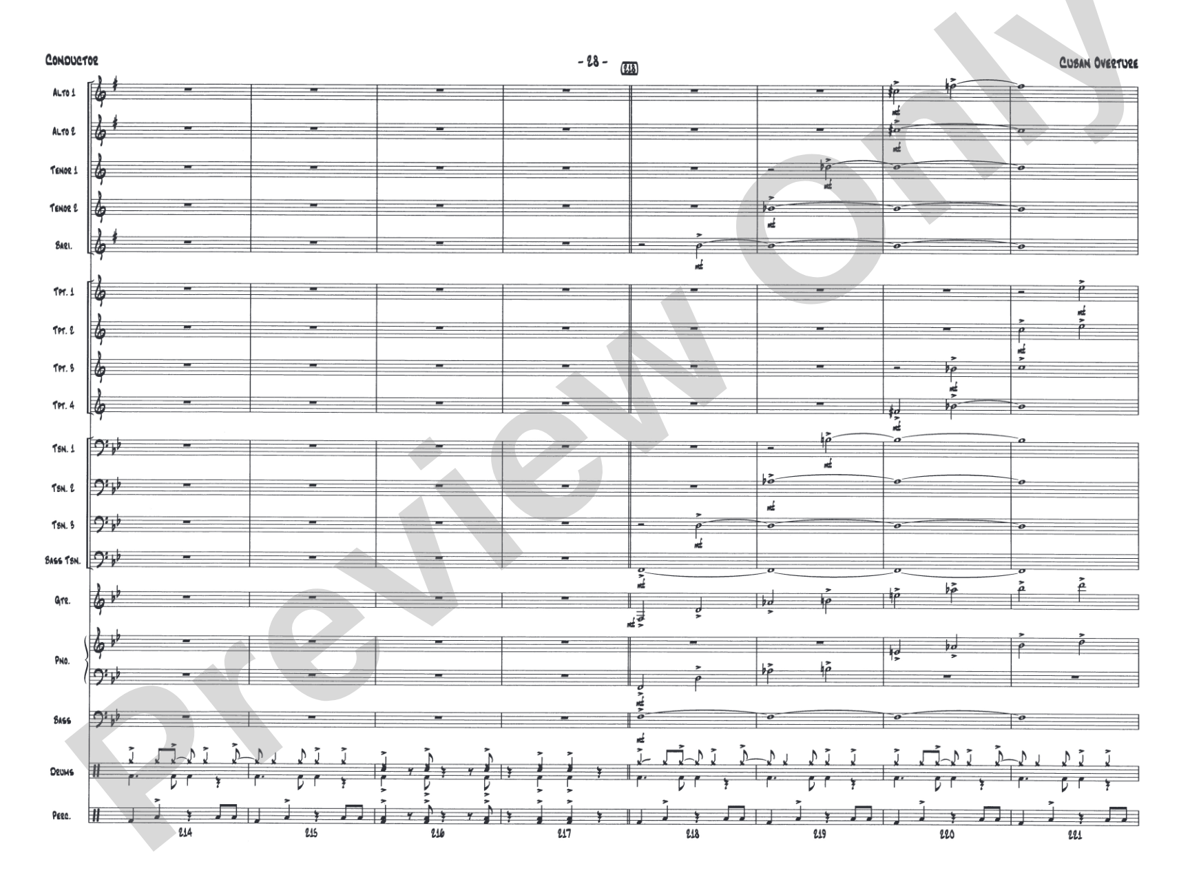 Cuban Overture: Jazz Ensemble Conductor Score & Parts