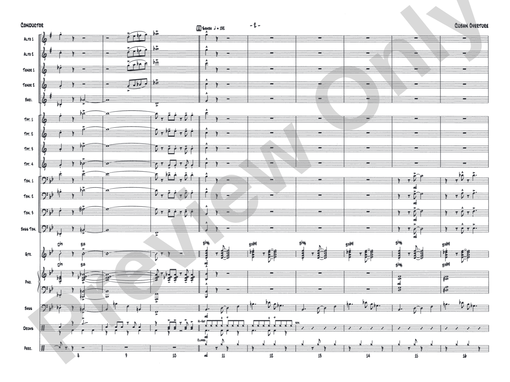 Cuban Overture: Jazz Ensemble Conductor Score & Parts