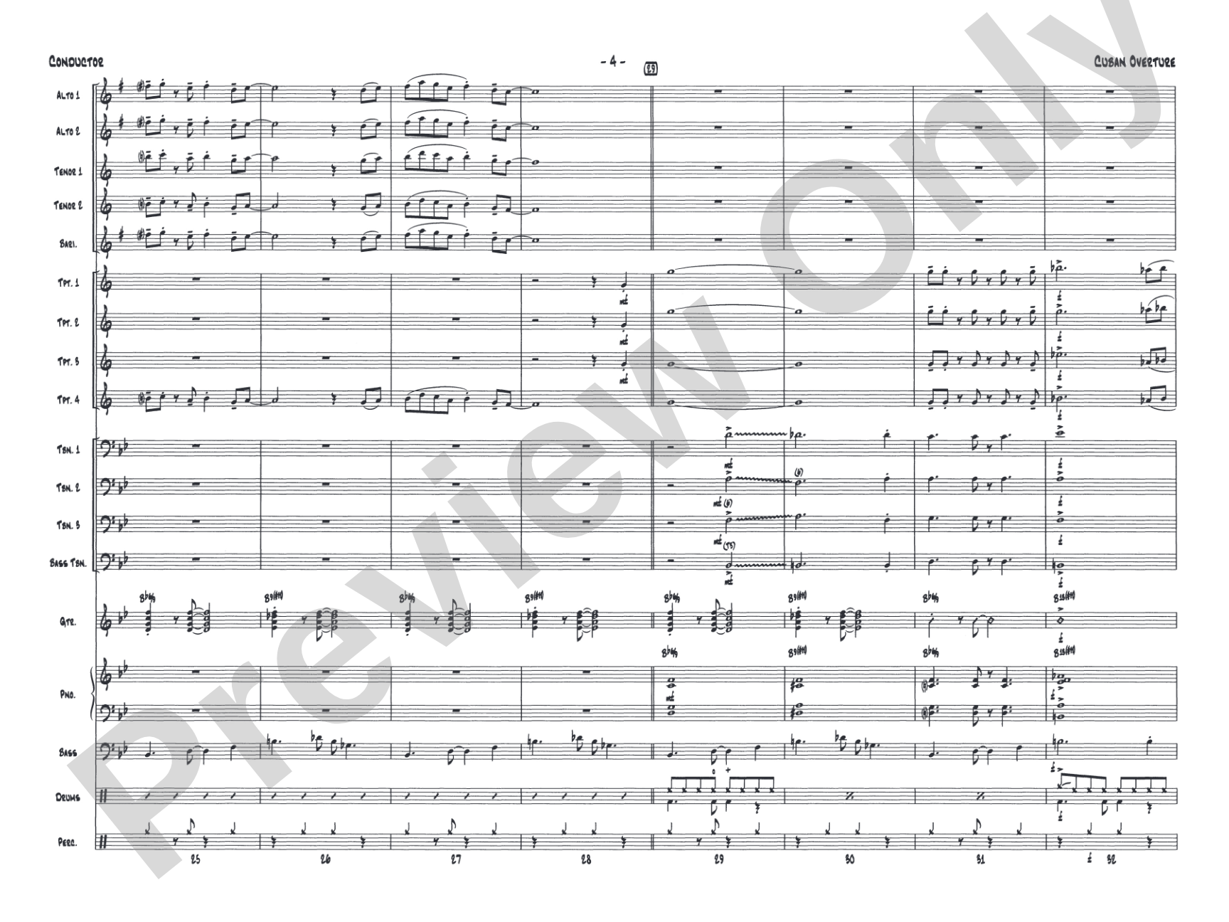 Cuban Overture: Jazz Ensemble Conductor Score & Parts