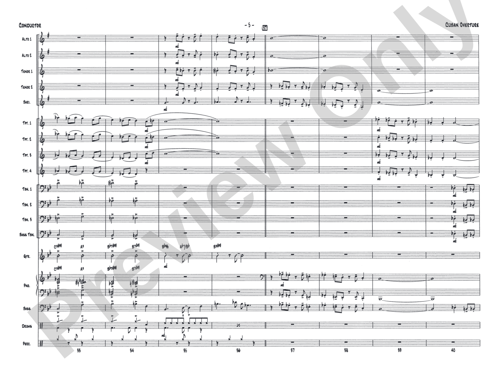 Cuban Overture: Jazz Ensemble Conductor Score & Parts
