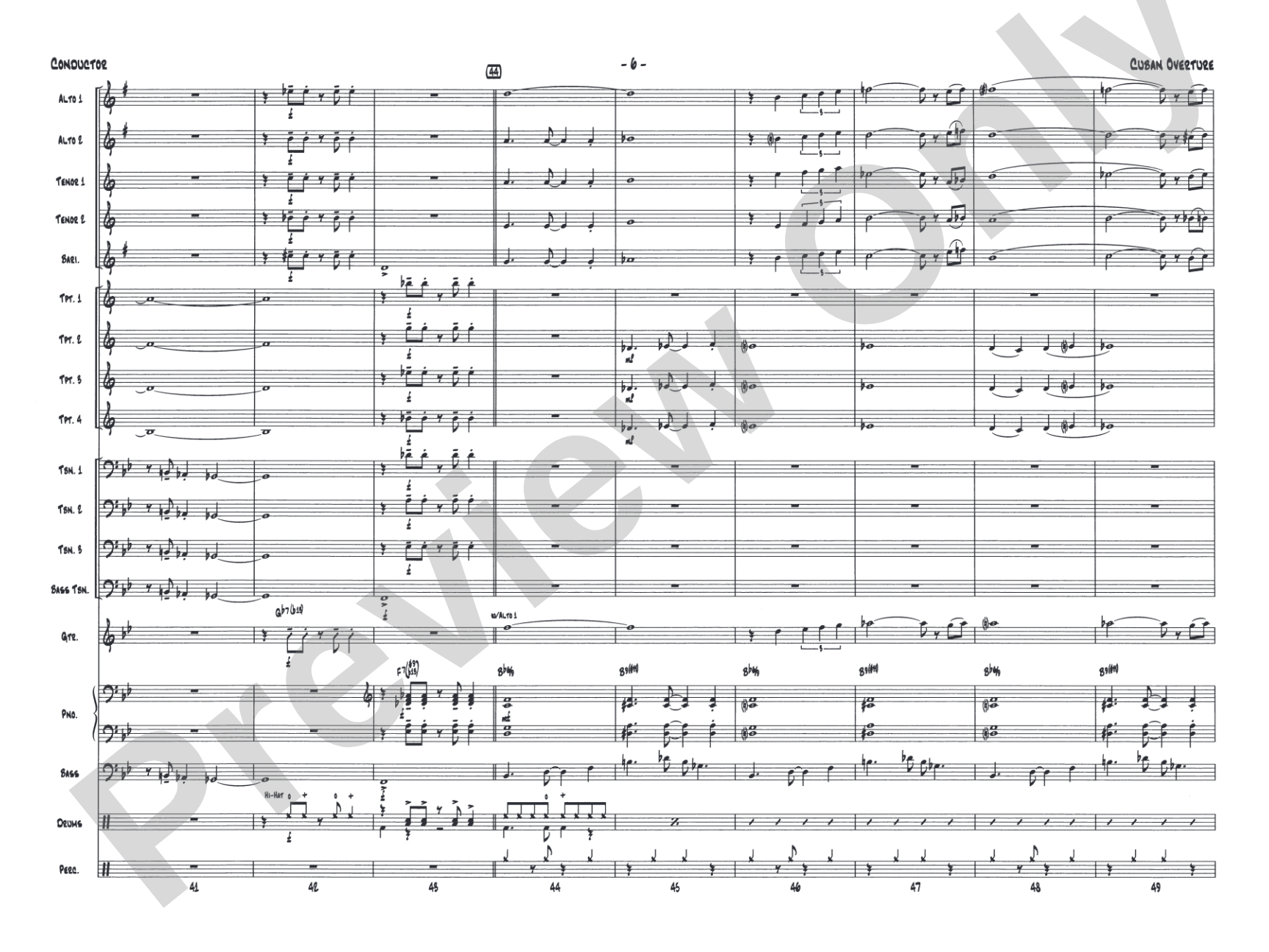 Cuban Overture: Jazz Ensemble Conductor Score & Parts