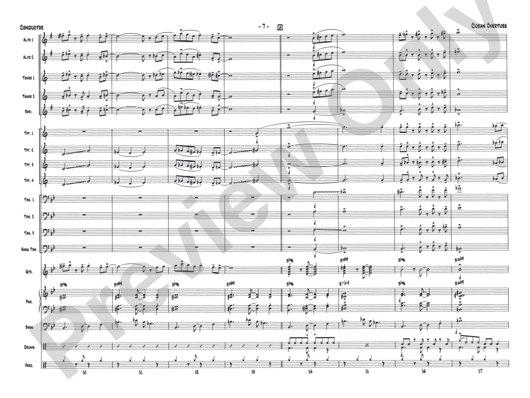 Cuban Overture: Jazz Ensemble Conductor Score & Parts